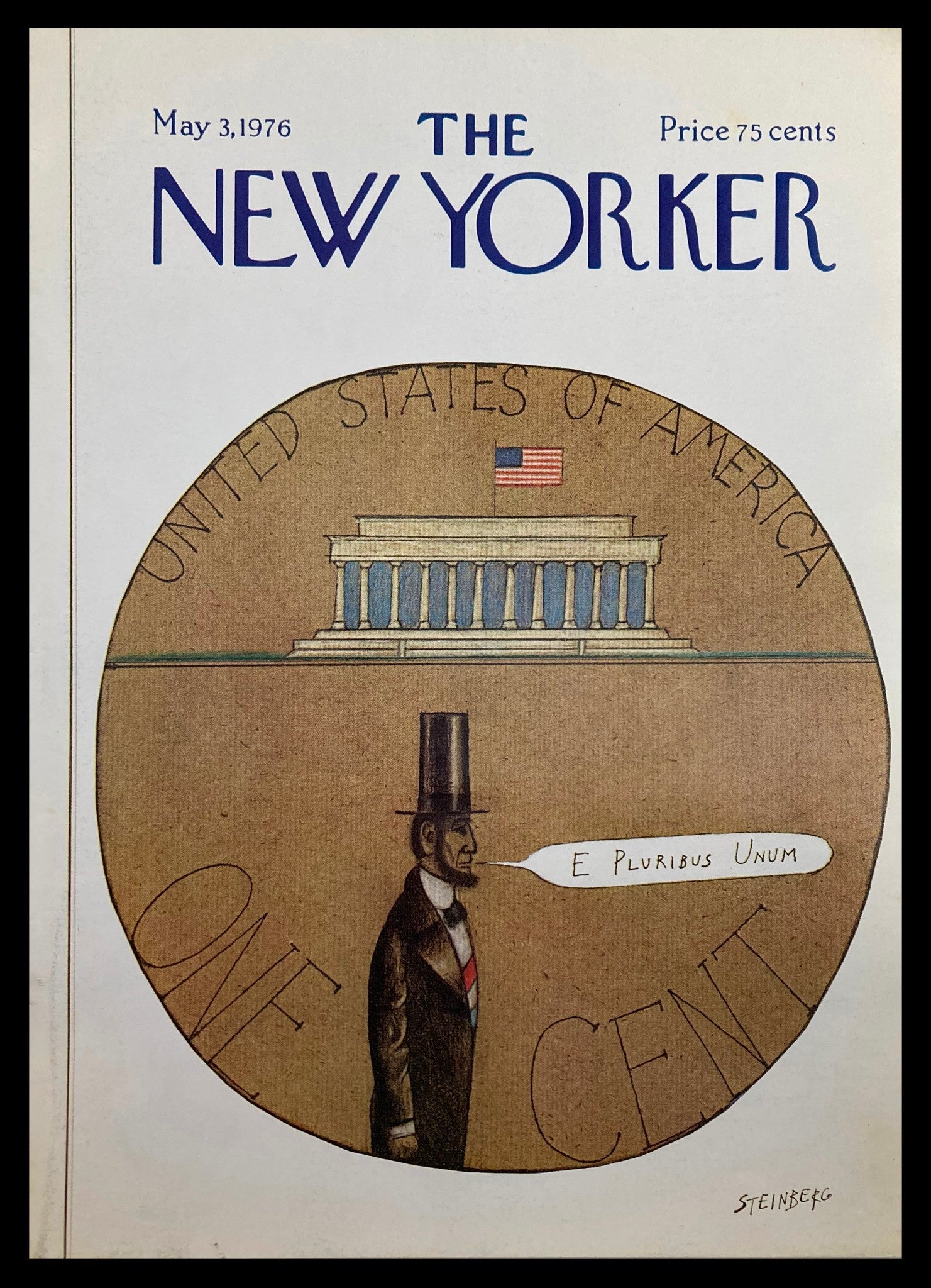 COVER ONLY The New Yorker May 3 1976 Abraham Lincoln by W. Steinberg No Label