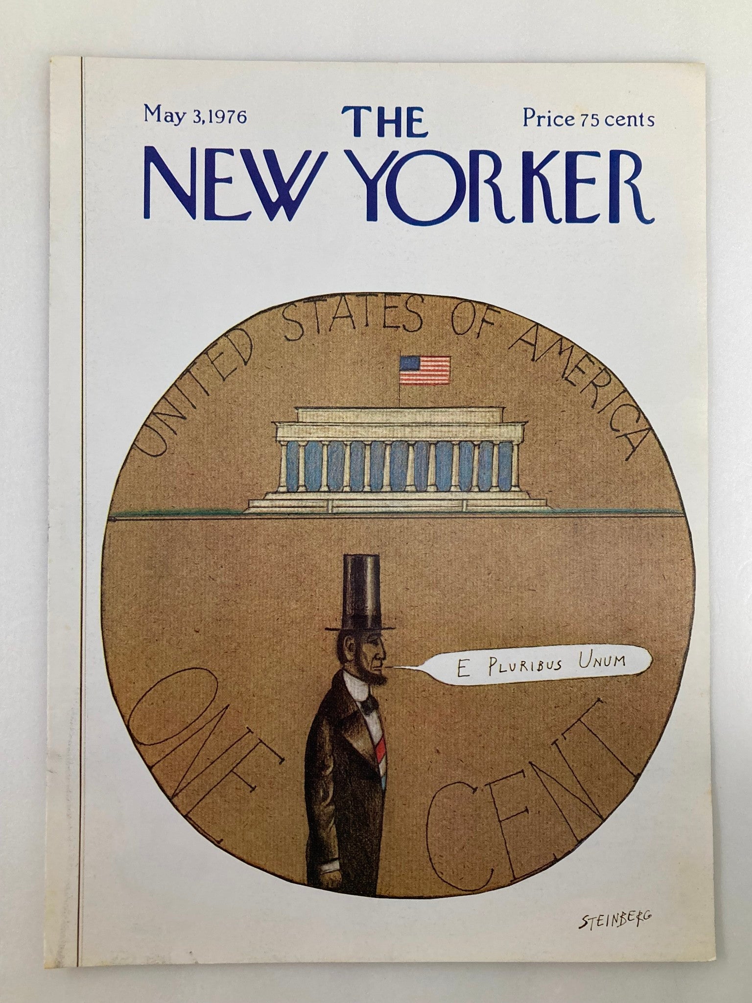 COVER ONLY The New Yorker May 3 1976 Abraham Lincoln by W. Steinberg No Label