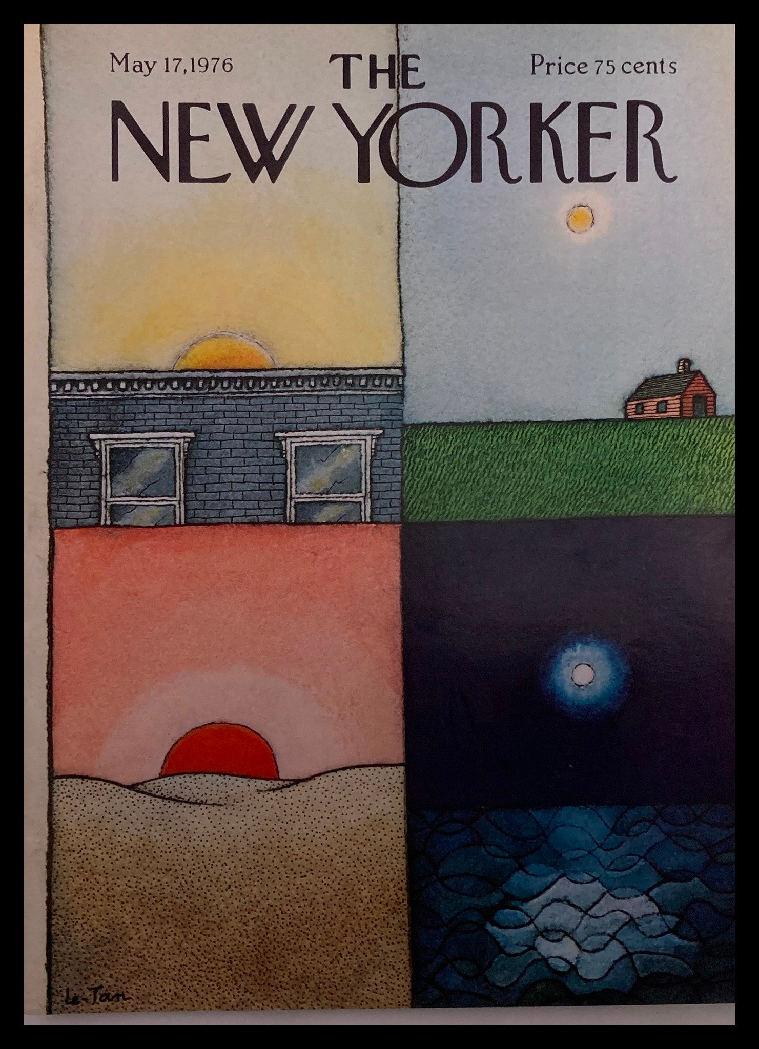 COVER ONLY The New Yorker May 17 1976 Morning to Evening by Le-Tan No Label