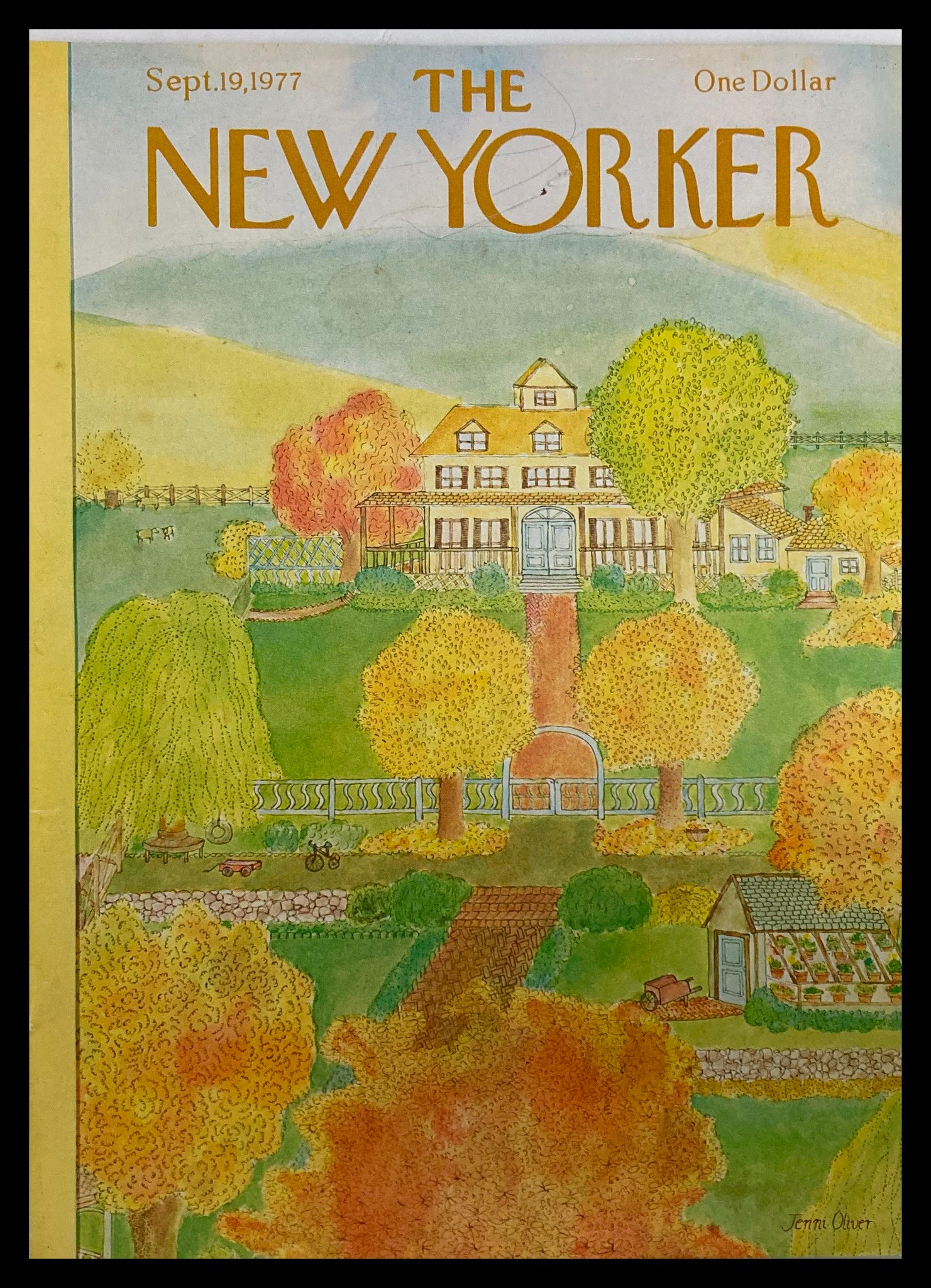 COVER ONLY The New Yorker September 19 1977 Autumn Garden by J. Oliver No Label