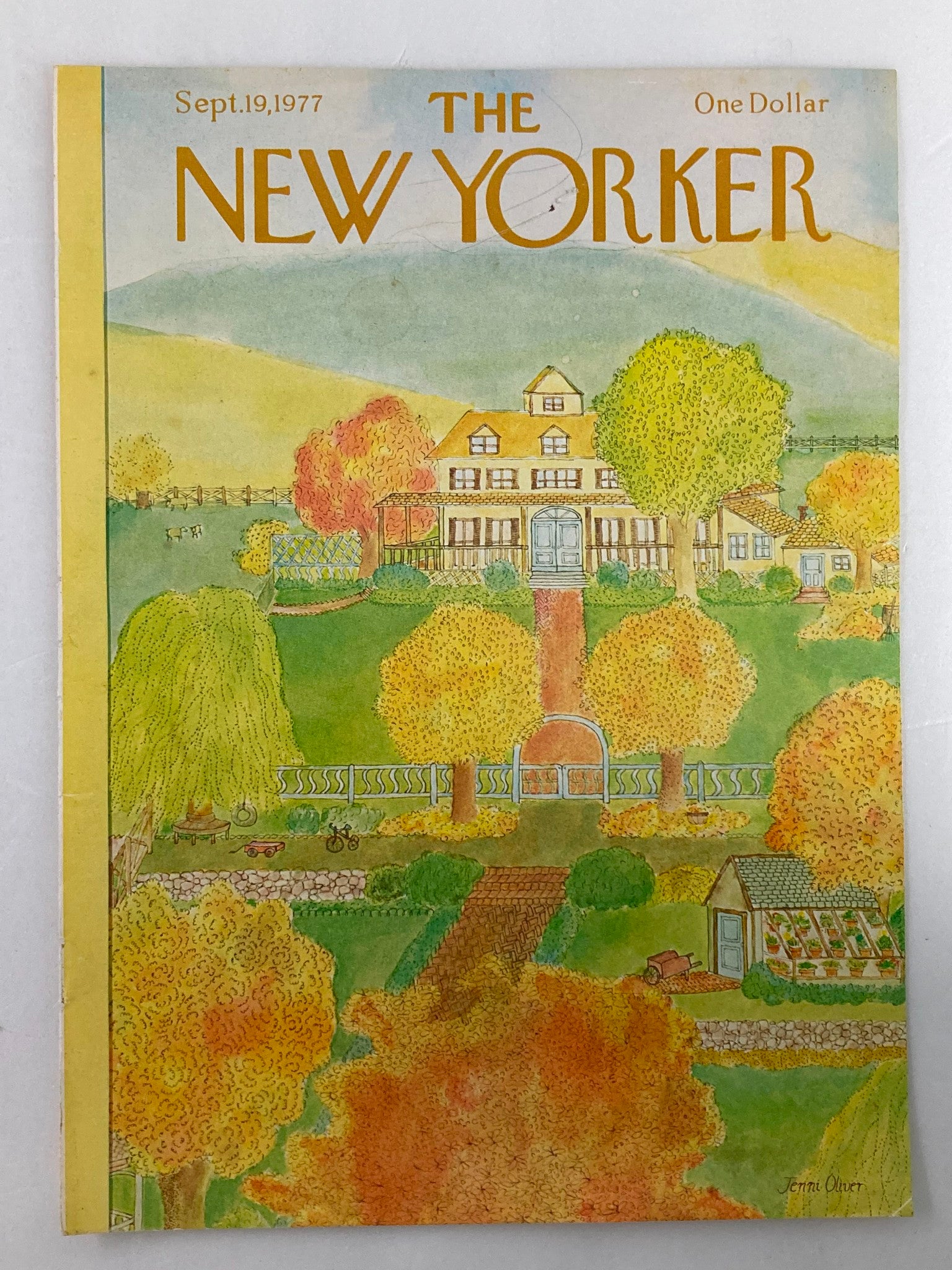 COVER ONLY The New Yorker September 19 1977 Autumn Garden by J. Oliver No Label