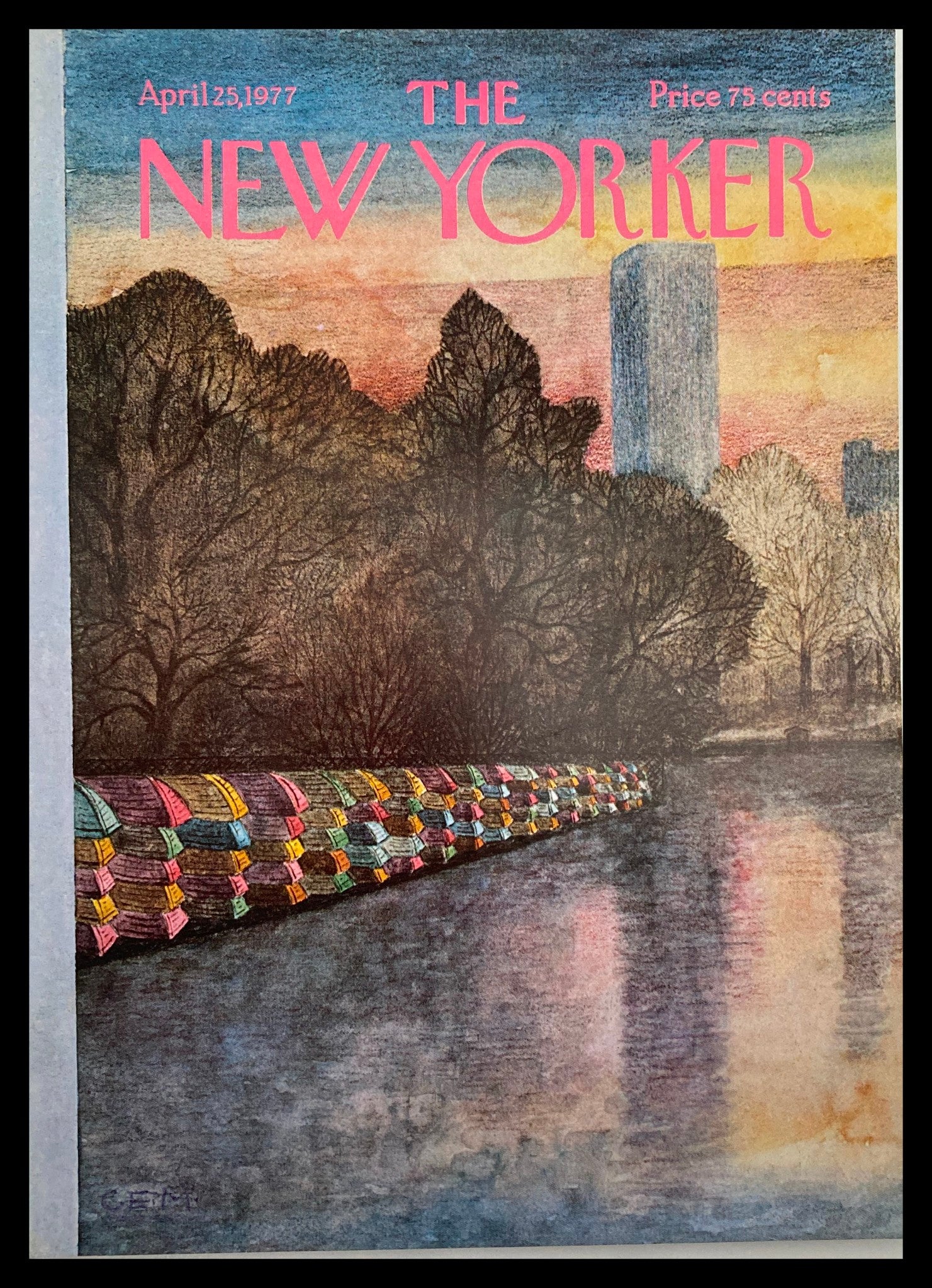 COVER ONLY The New Yorker April 25 1977 Stack Boats by Charles E Martin No Label