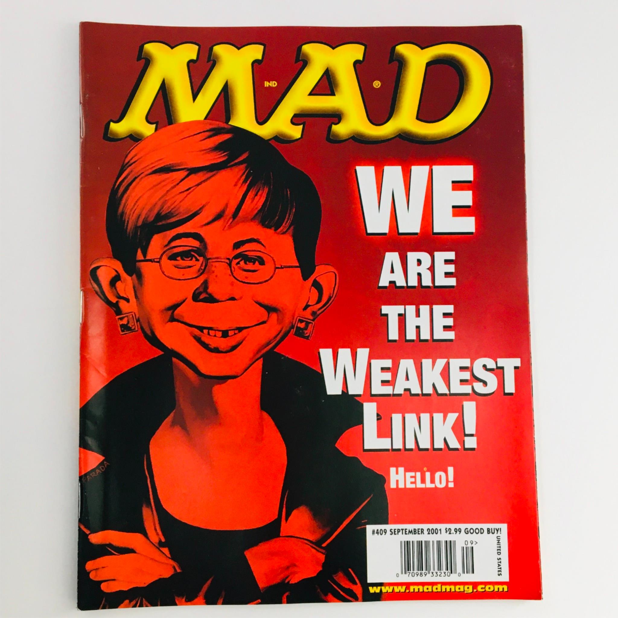 Mad Magazine September 2001 No. 409 We Are The Weakest Link! Very Fine VF 8.0