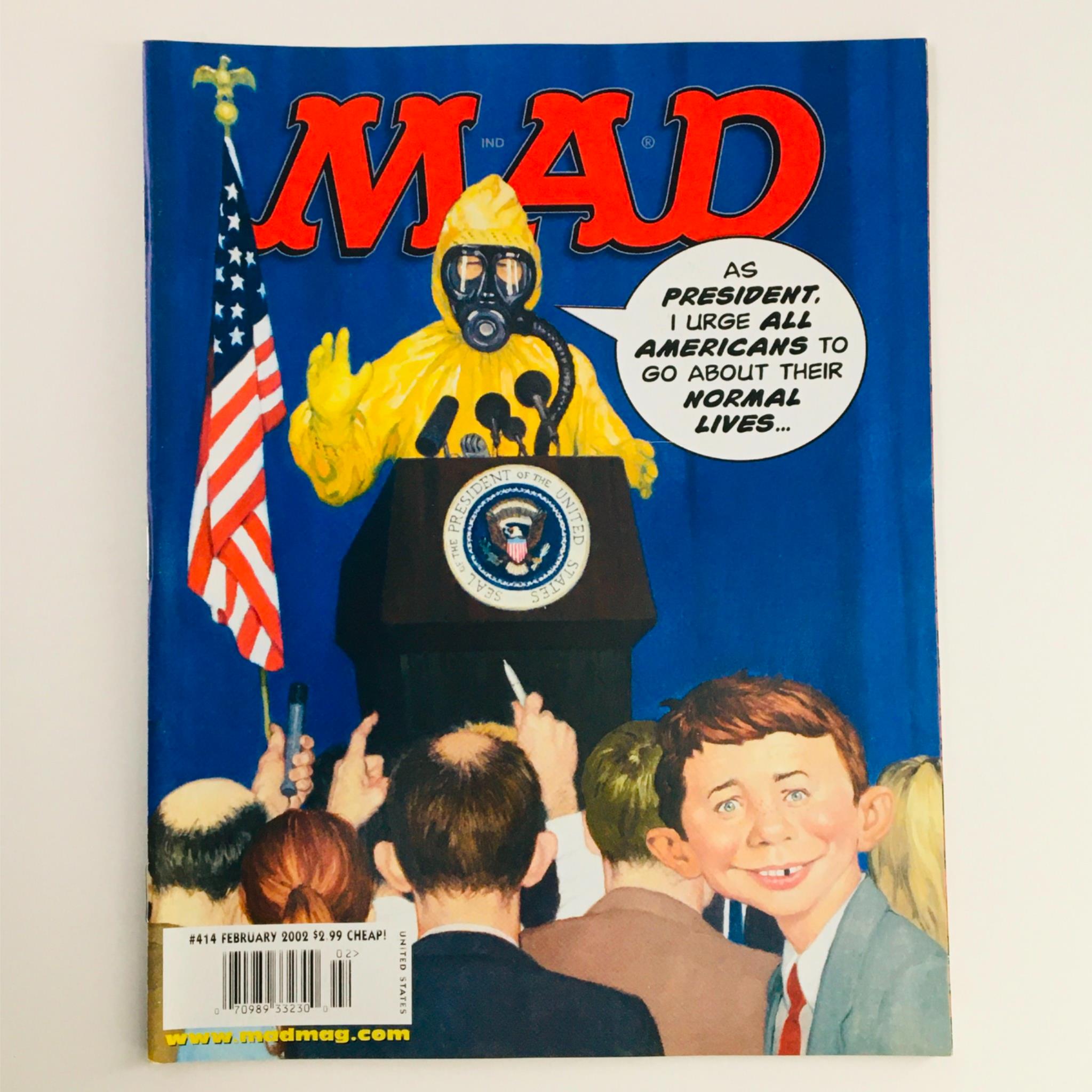 Mad Magazine February 2002 No. 414 Bush In Hazmat Suit Very Fine VF 8.0