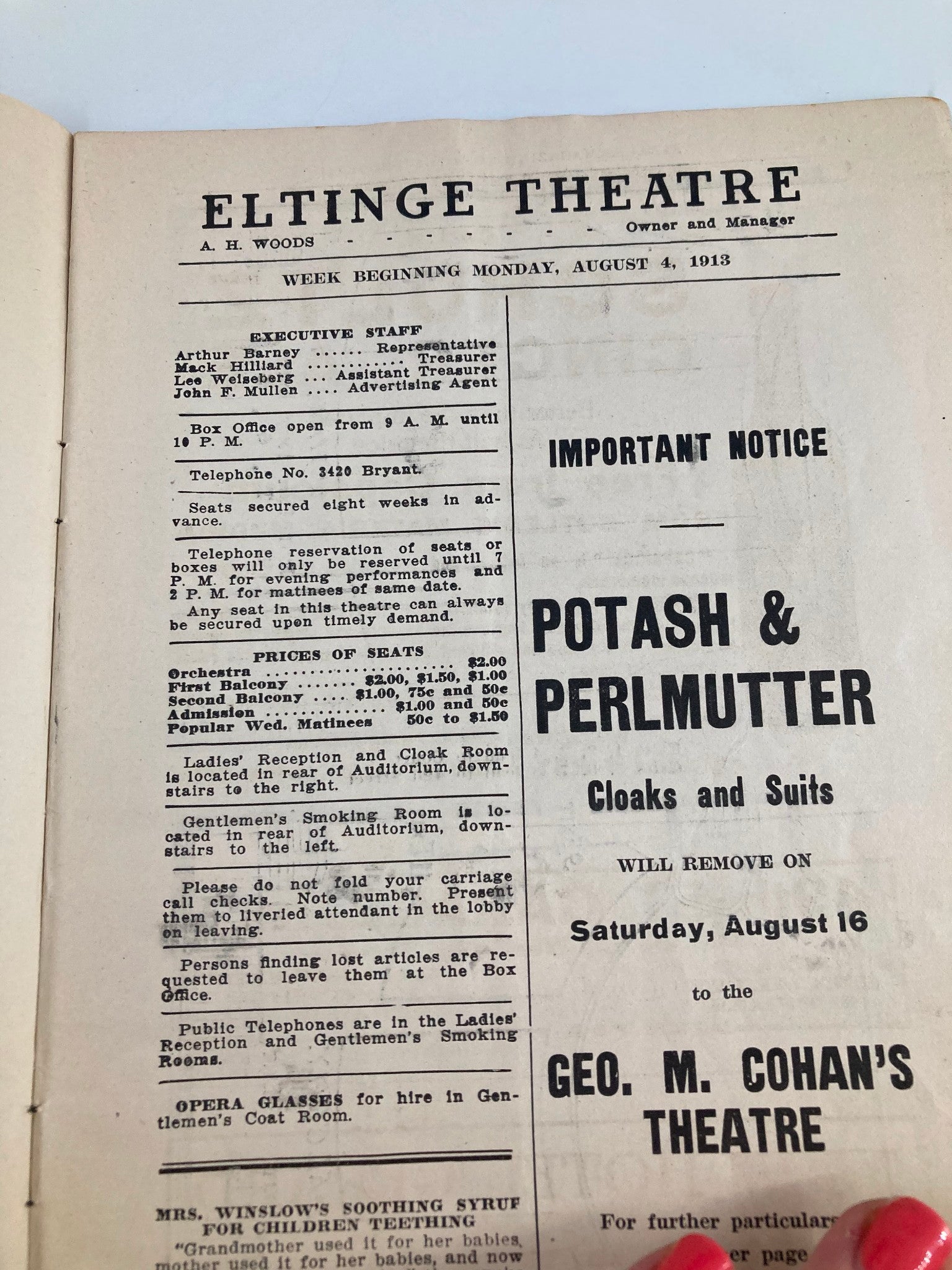 1913 Eltinge Theatre Within The Law Play in Four Acts by Bayard Veiller