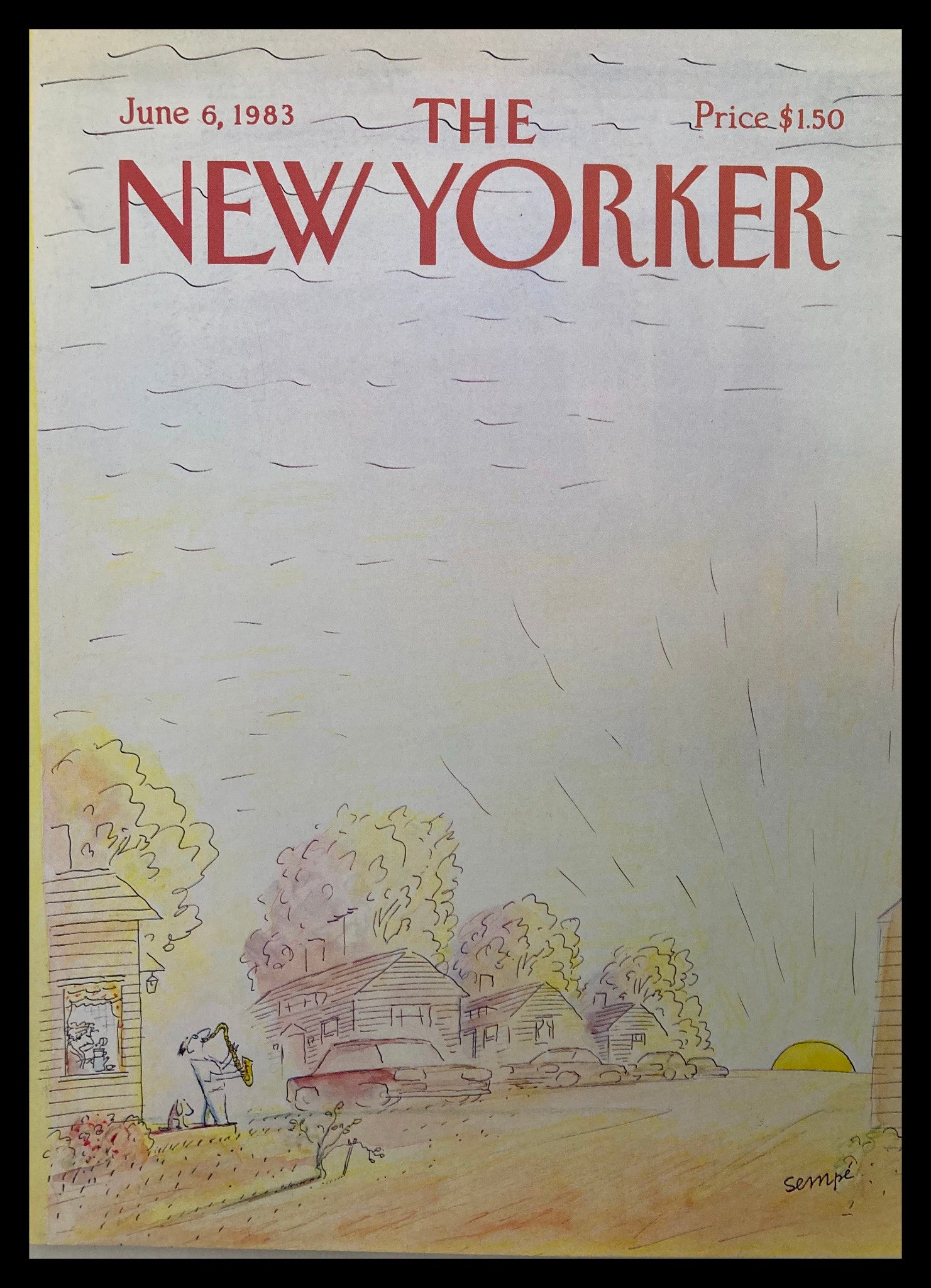 COVER ONLY The New Yorker June 6 1983 Sunrise Music by J. J. Sempe No Label