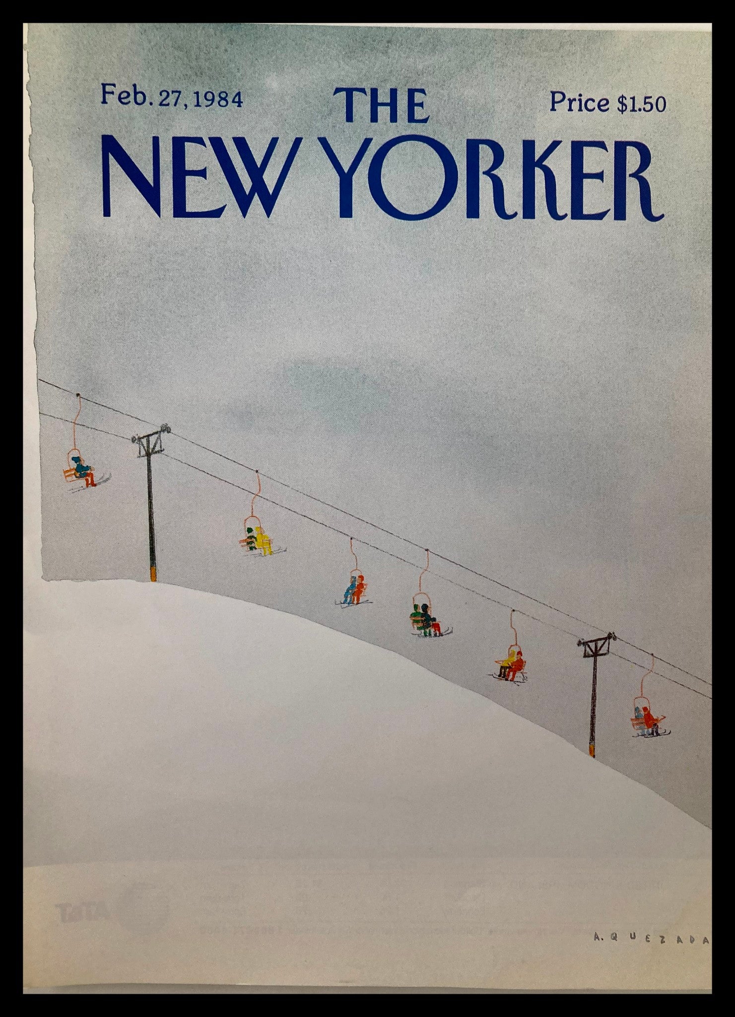 COVER ONLY The New Yorker February 27 1984 Cable Car by Abel Quezada No Label