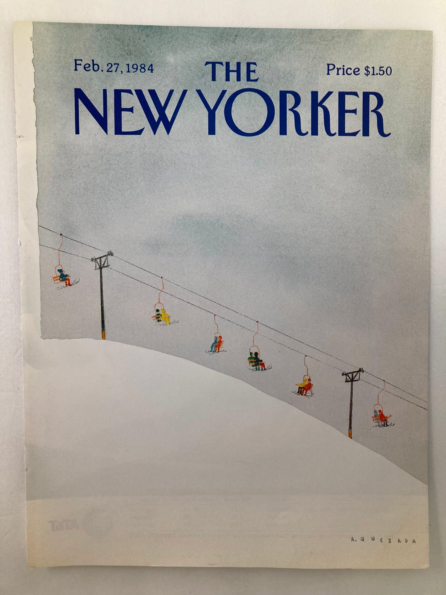 COVER ONLY The New Yorker February 27 1984 Cable Car by Abel Quezada No Label