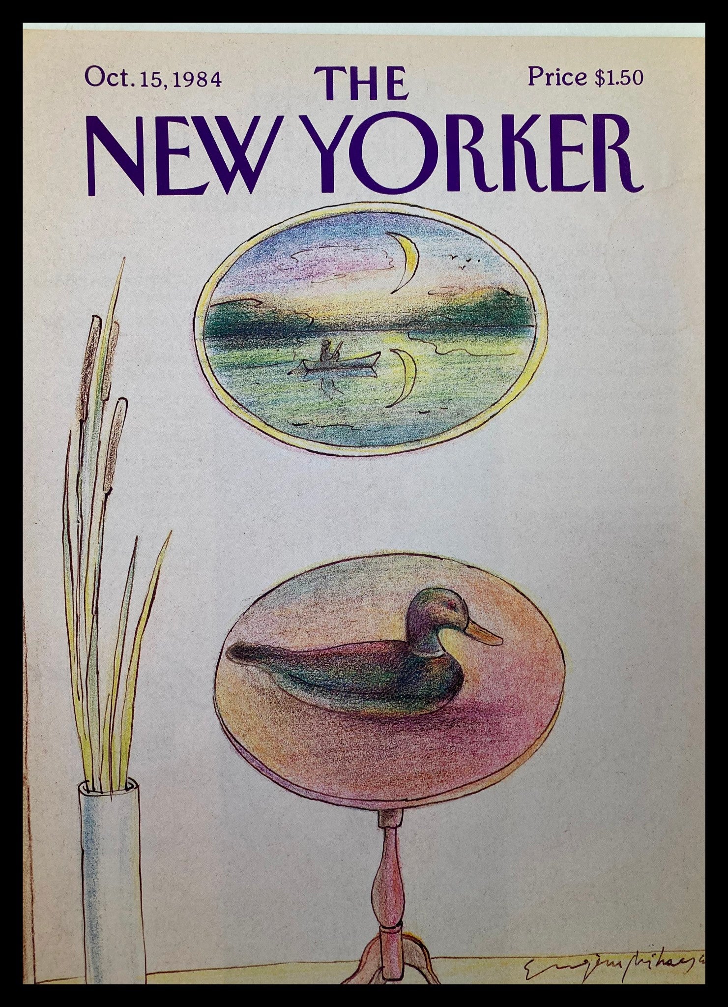 COVER ONLY The New Yorker October 15 1984 Duck Top by Eugene Mihaesco No Label