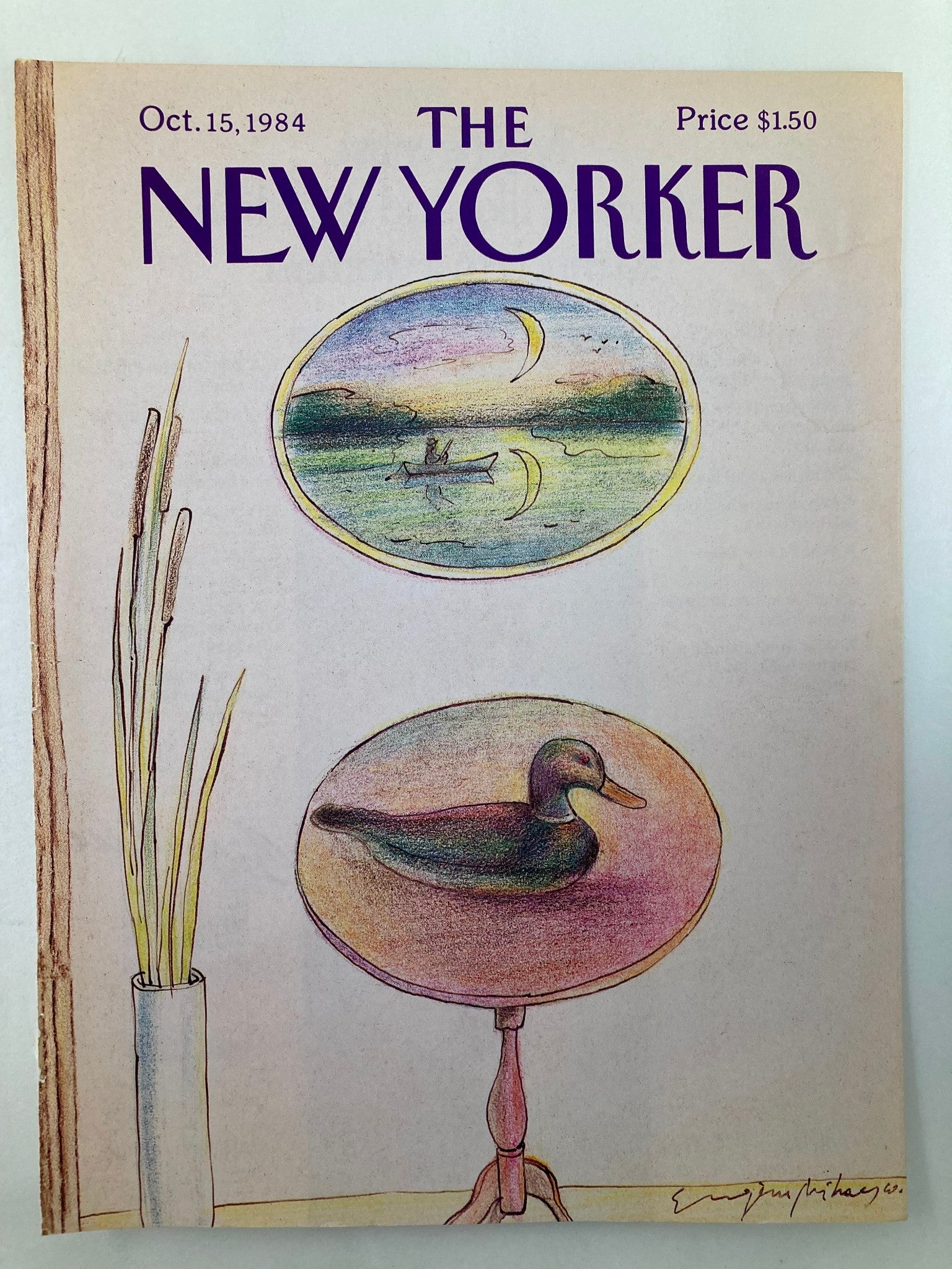 COVER ONLY The New Yorker October 15 1984 Duck Top by Eugene Mihaesco No Label