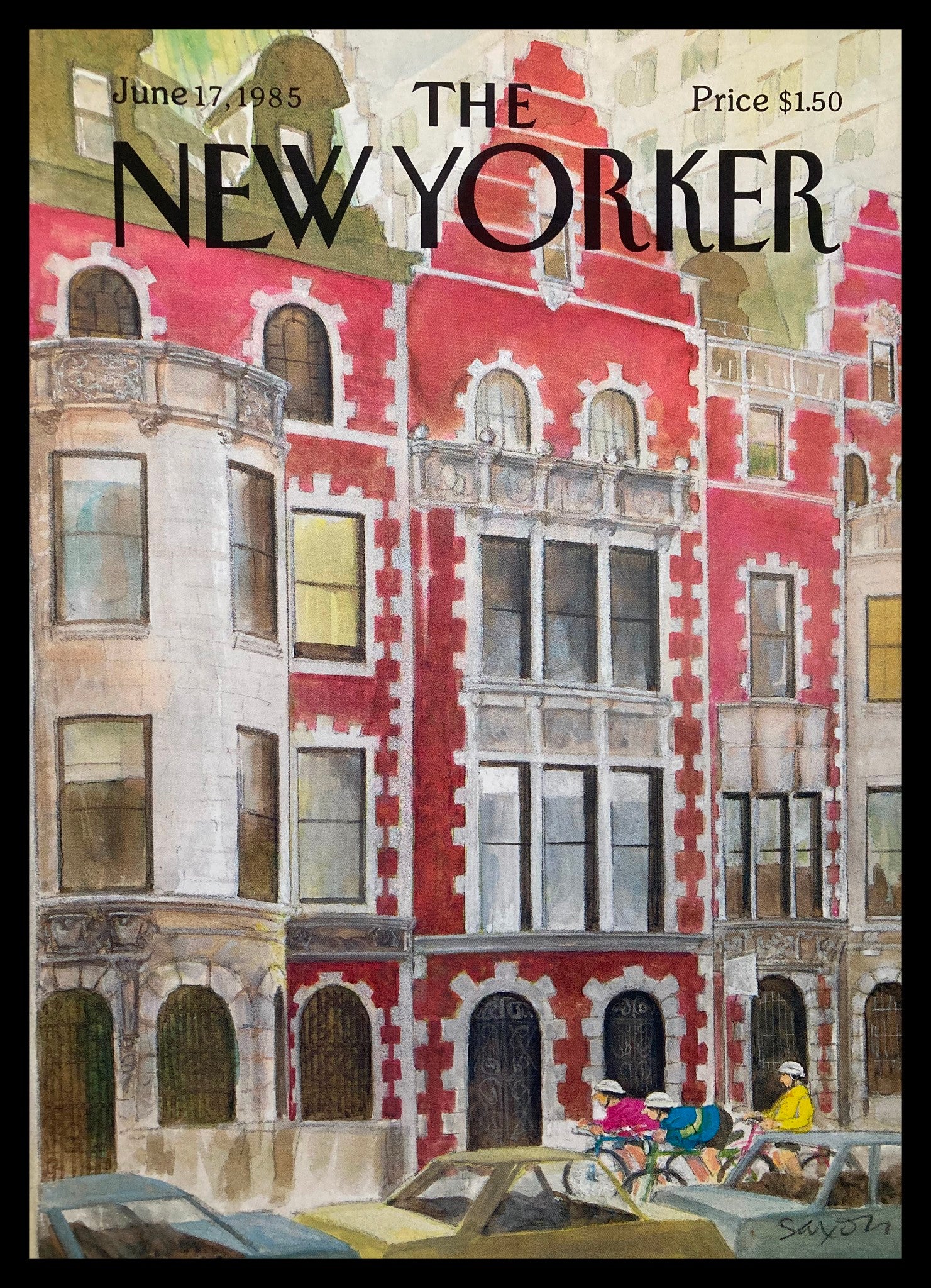 COVER ONLY The New Yorker June 17 1985 Town Cycle by Charles Saxon No Label