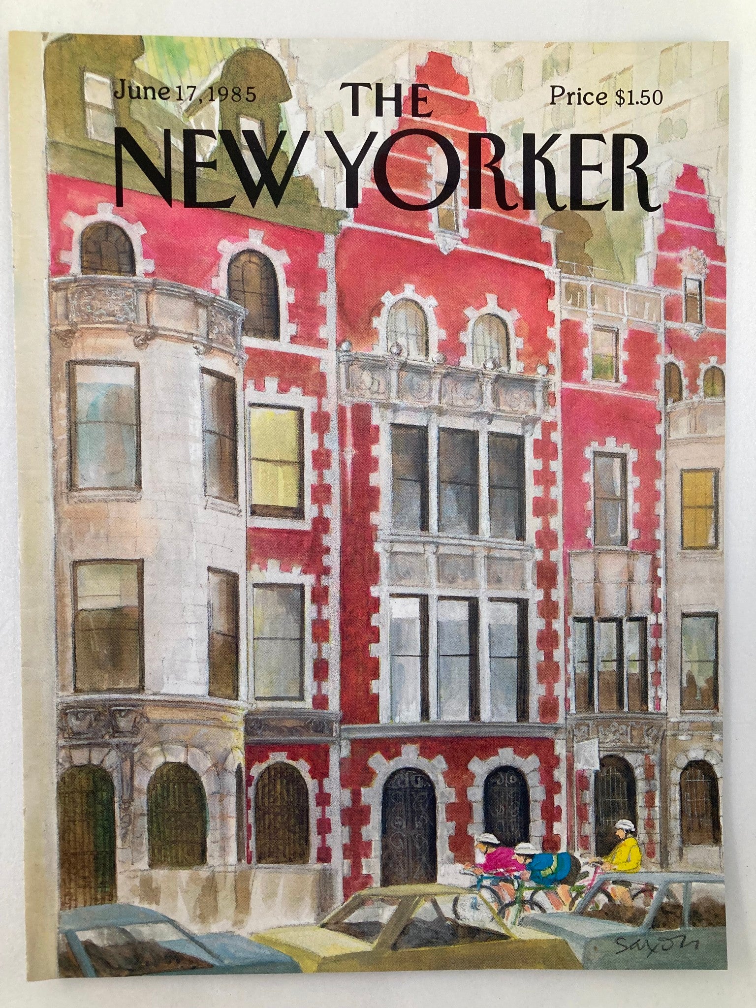 COVER ONLY The New Yorker June 17 1985 Town Cycle by Charles Saxon No Label