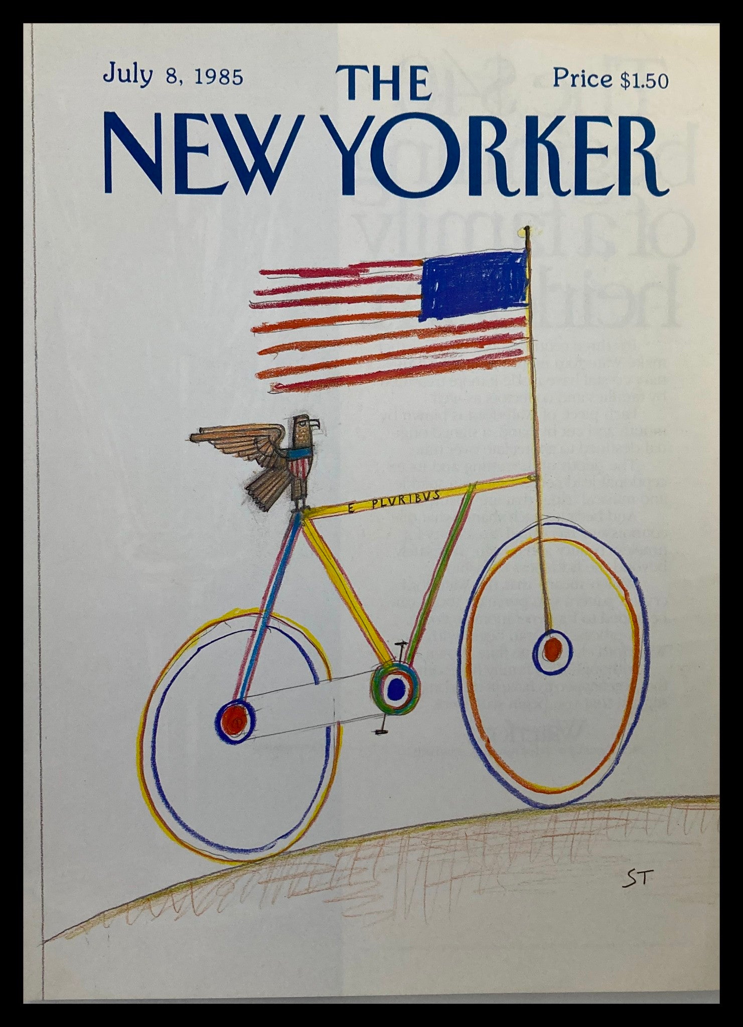 COVER ONLY The New Yorker July 8 1985 American Bike by Saul Steinberg No Label