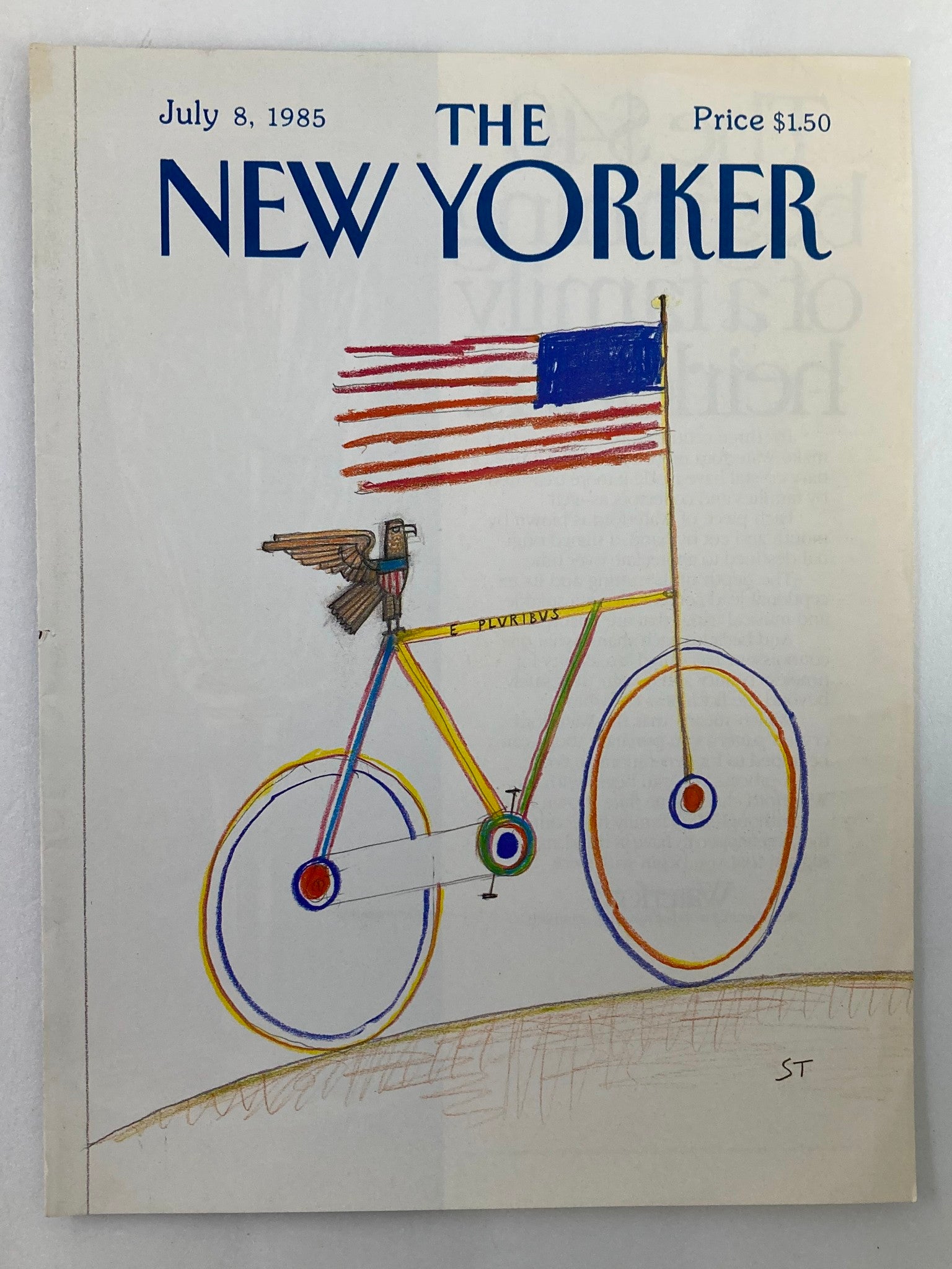 COVER ONLY The New Yorker July 8 1985 American Bike by Saul Steinberg No Label