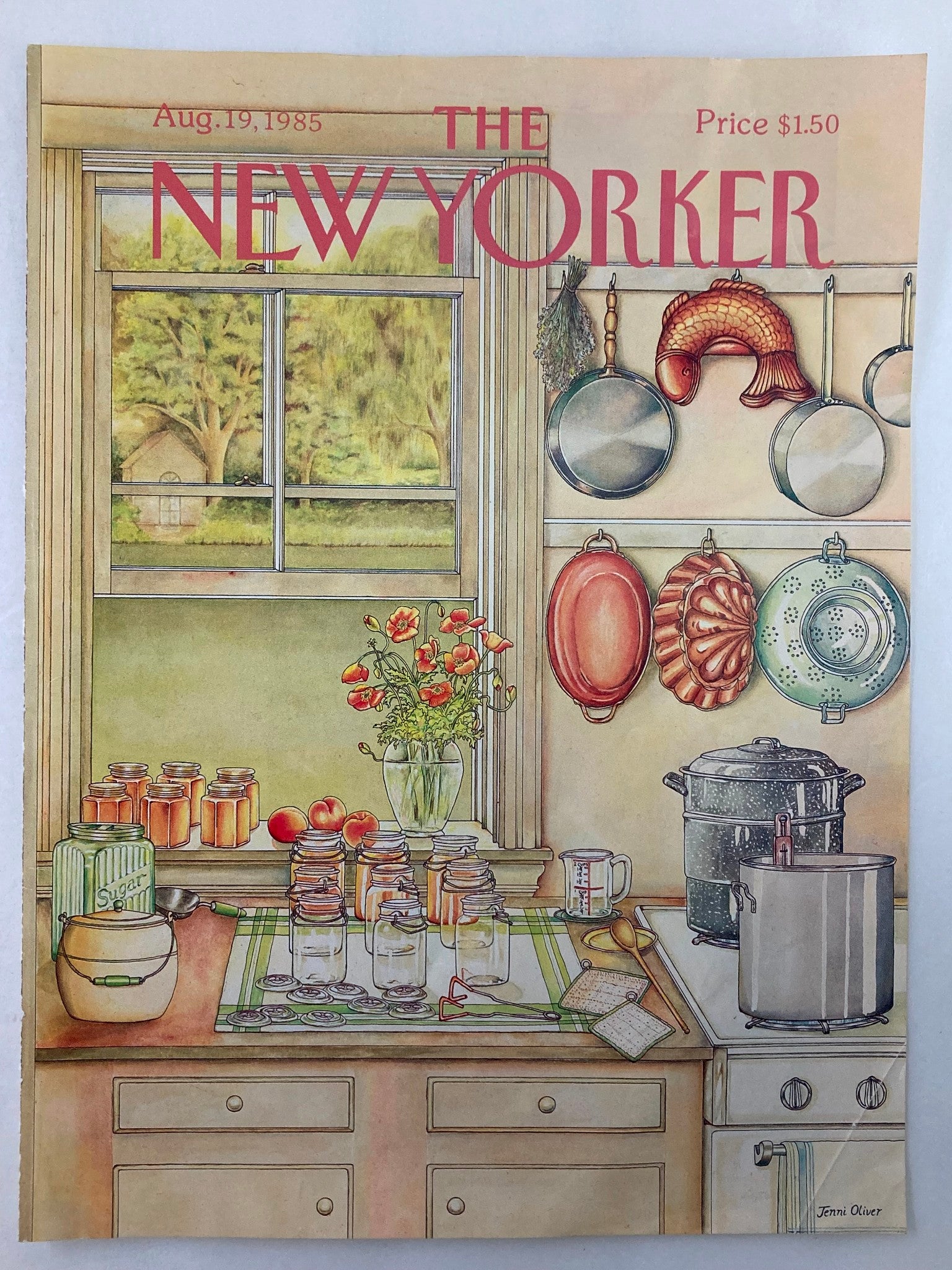 COVER ONLY The New Yorker August 19 1985 Kitchen by Jenni Oliver No Label