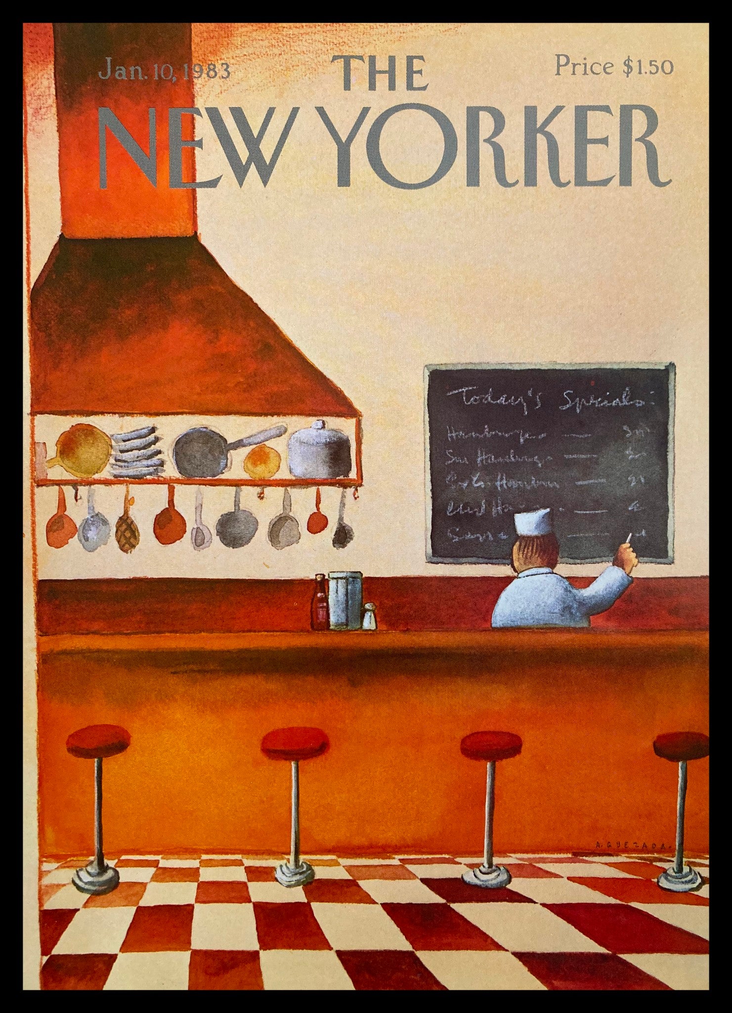 COVER ONLY The New Yorker January 10 1983 Today's Specials by A Quezada No Label