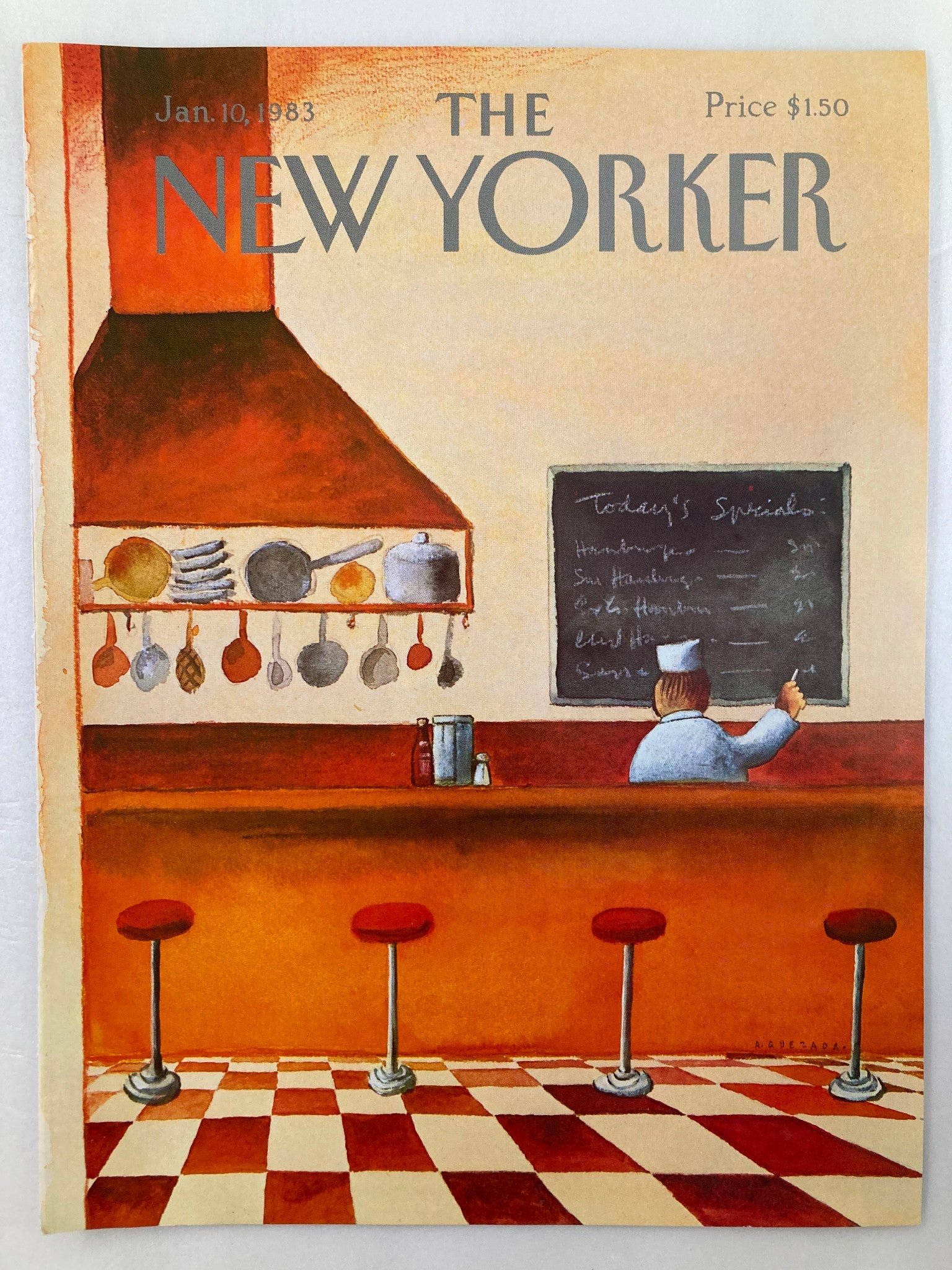 COVER ONLY The New Yorker January 10 1983 Today's Specials by A Quezada No Label