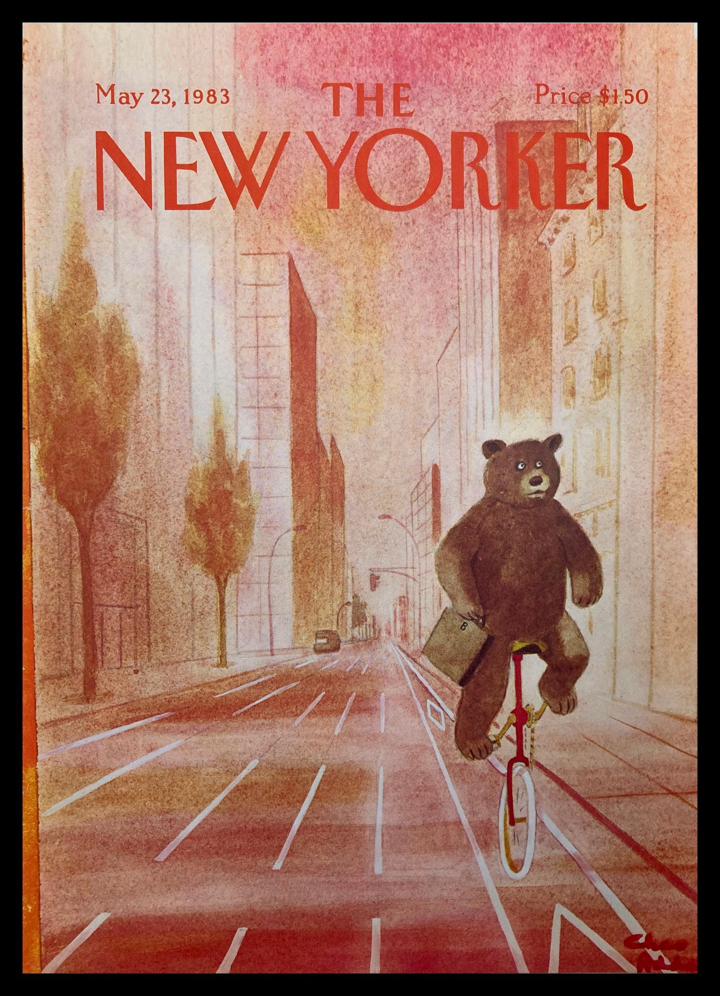 COVER ONLY The New Yorker May 23 1983 Bear-cycle by Chas Addams No Label