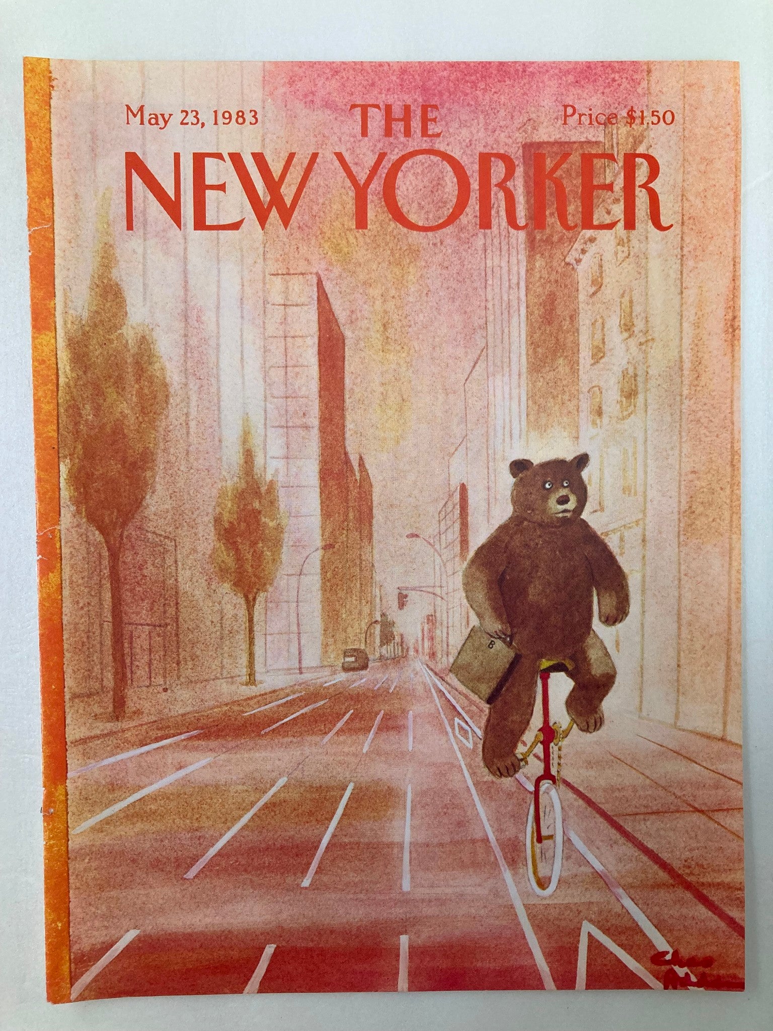 COVER ONLY The New Yorker May 23 1983 Bear-cycle by Chas Addams No Label