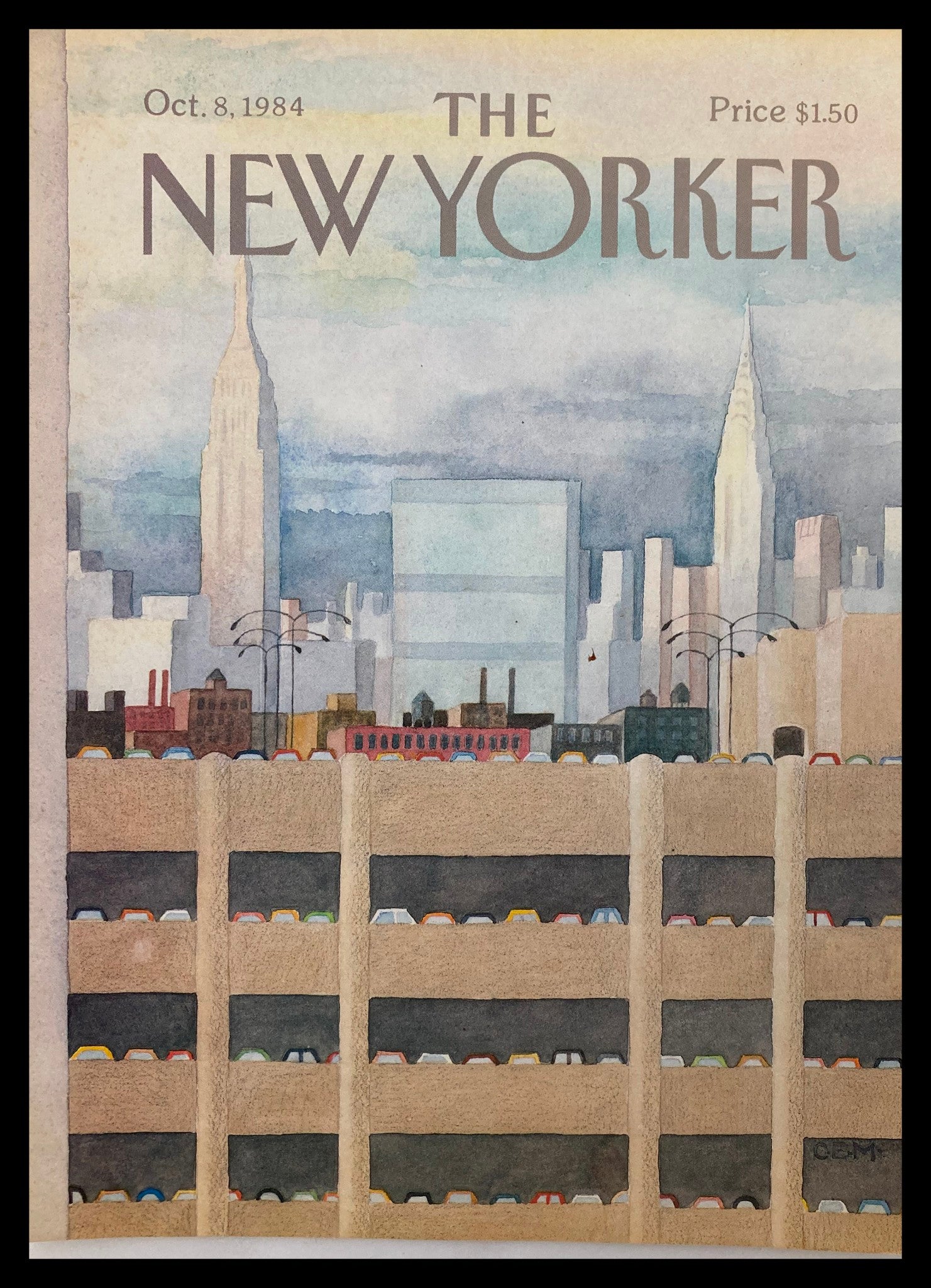 COVER ONLY The New Yorker October 8 1984 Parking Building by C. Martin No Label