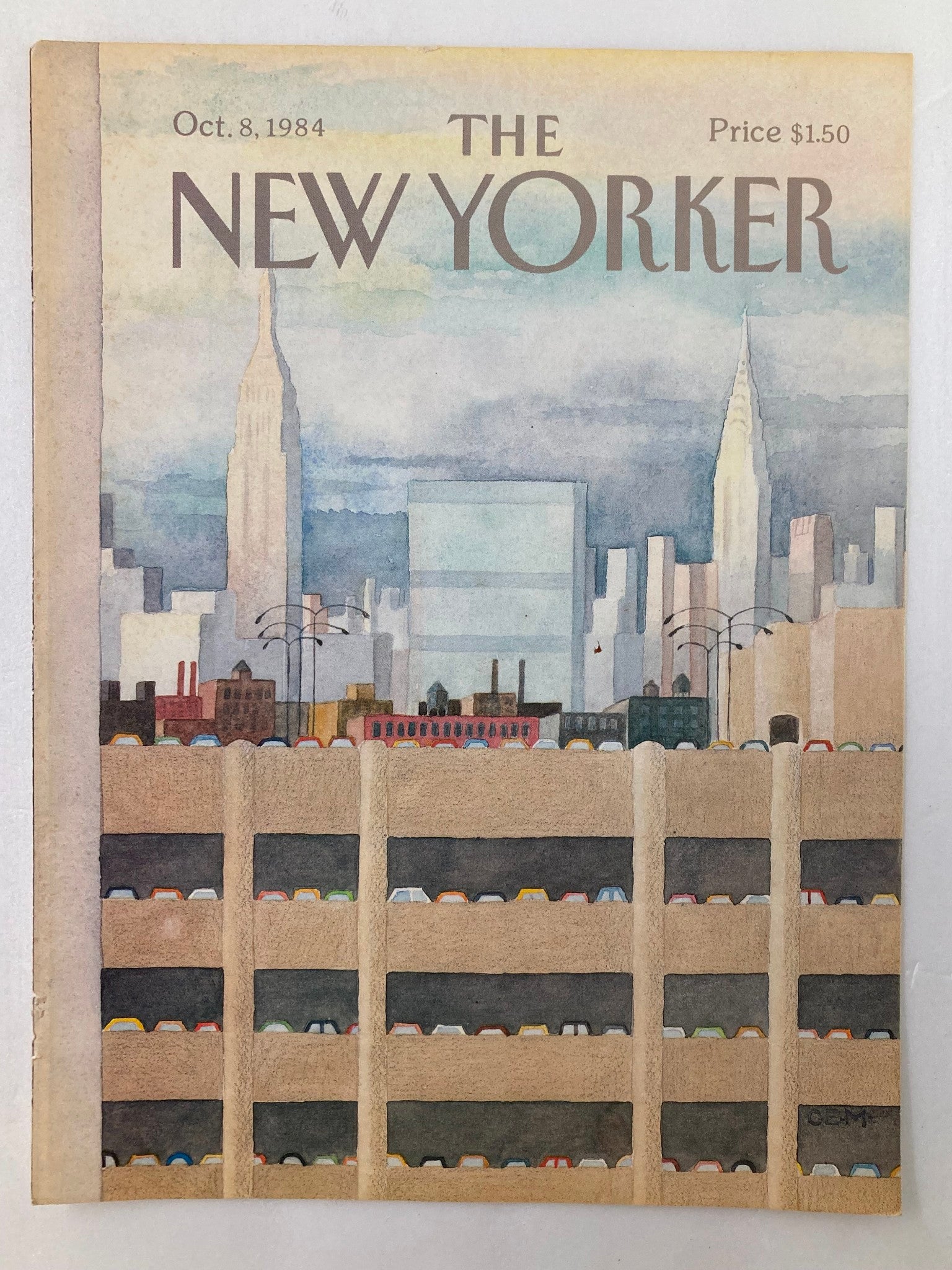 COVER ONLY The New Yorker October 8 1984 Parking Building by C. Martin No Label