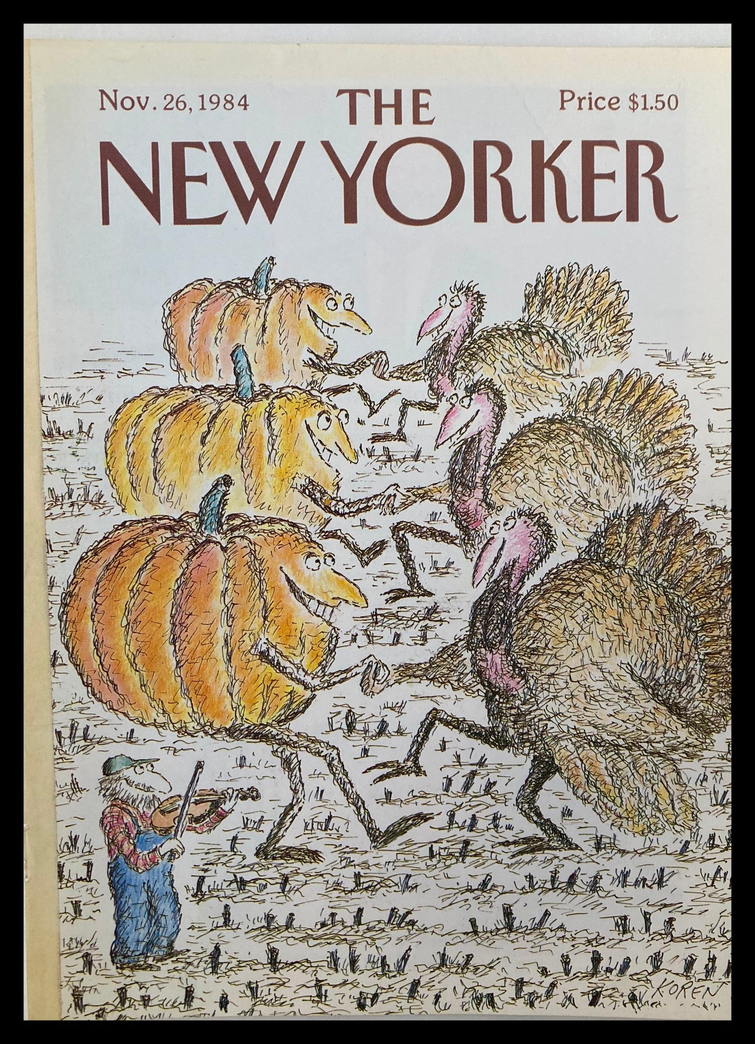 COVER ONLY The New Yorker November 26 1984 Dance Time by Edward Koren No Label