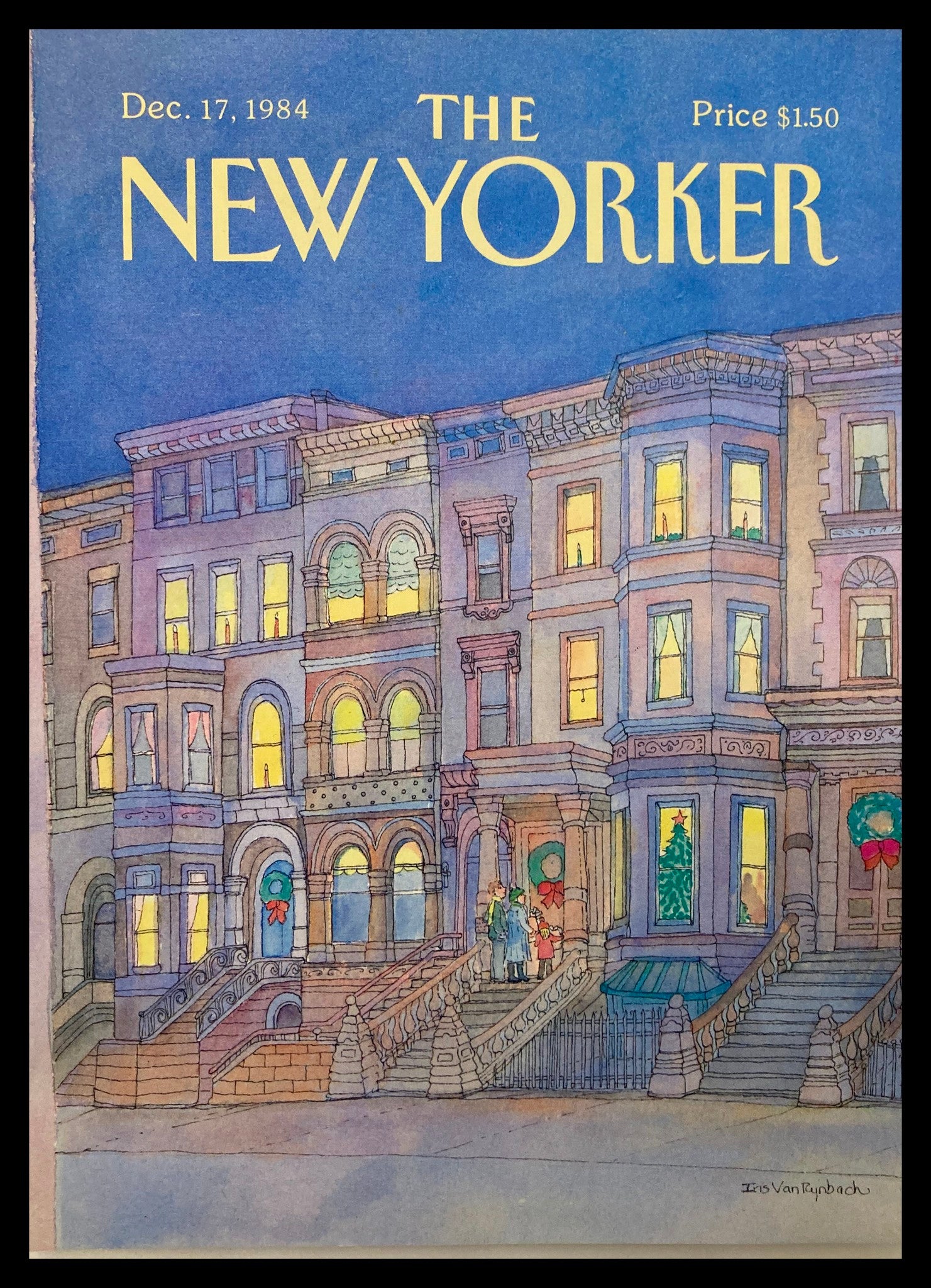 COVER ONLY The New Yorker December 17 1984 Silent Night by Iris V. R. No Label