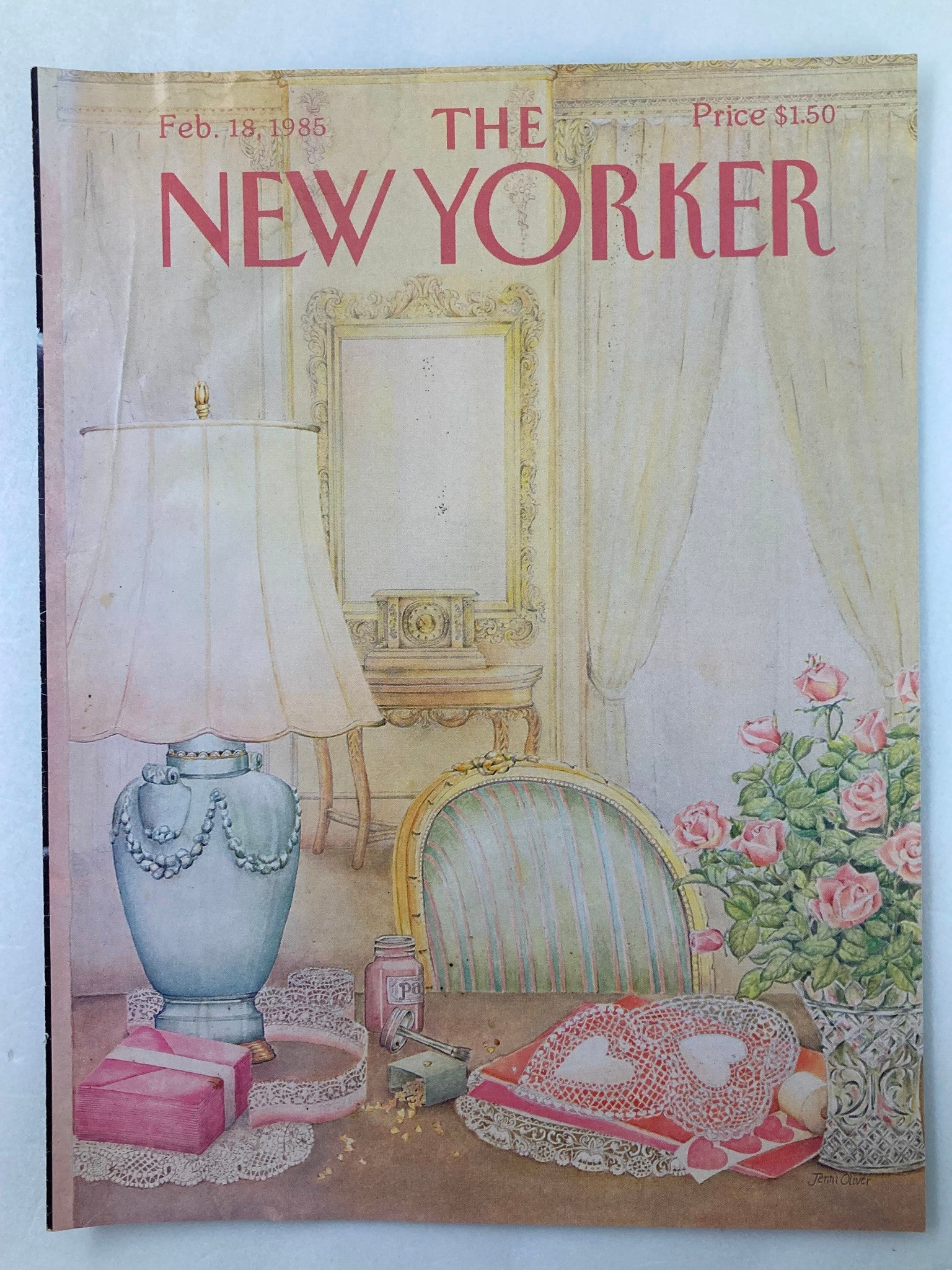 COVER ONLY The New Yorker February 16 1985 Beauty Routine by J. Oliver No Label