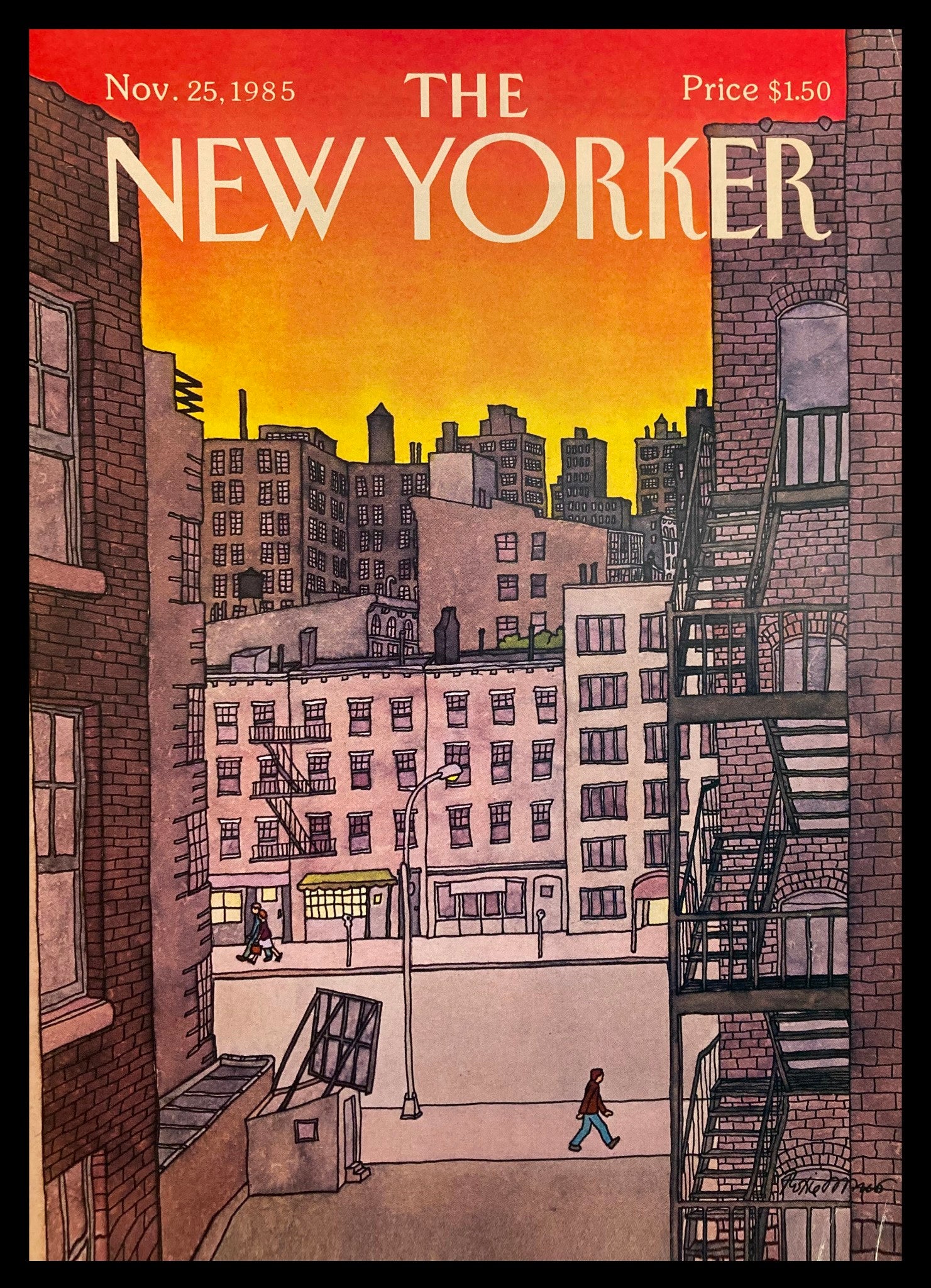 COVER ONLY The New Yorker November 25 1985 Night Walk by Roxie Munro No Label