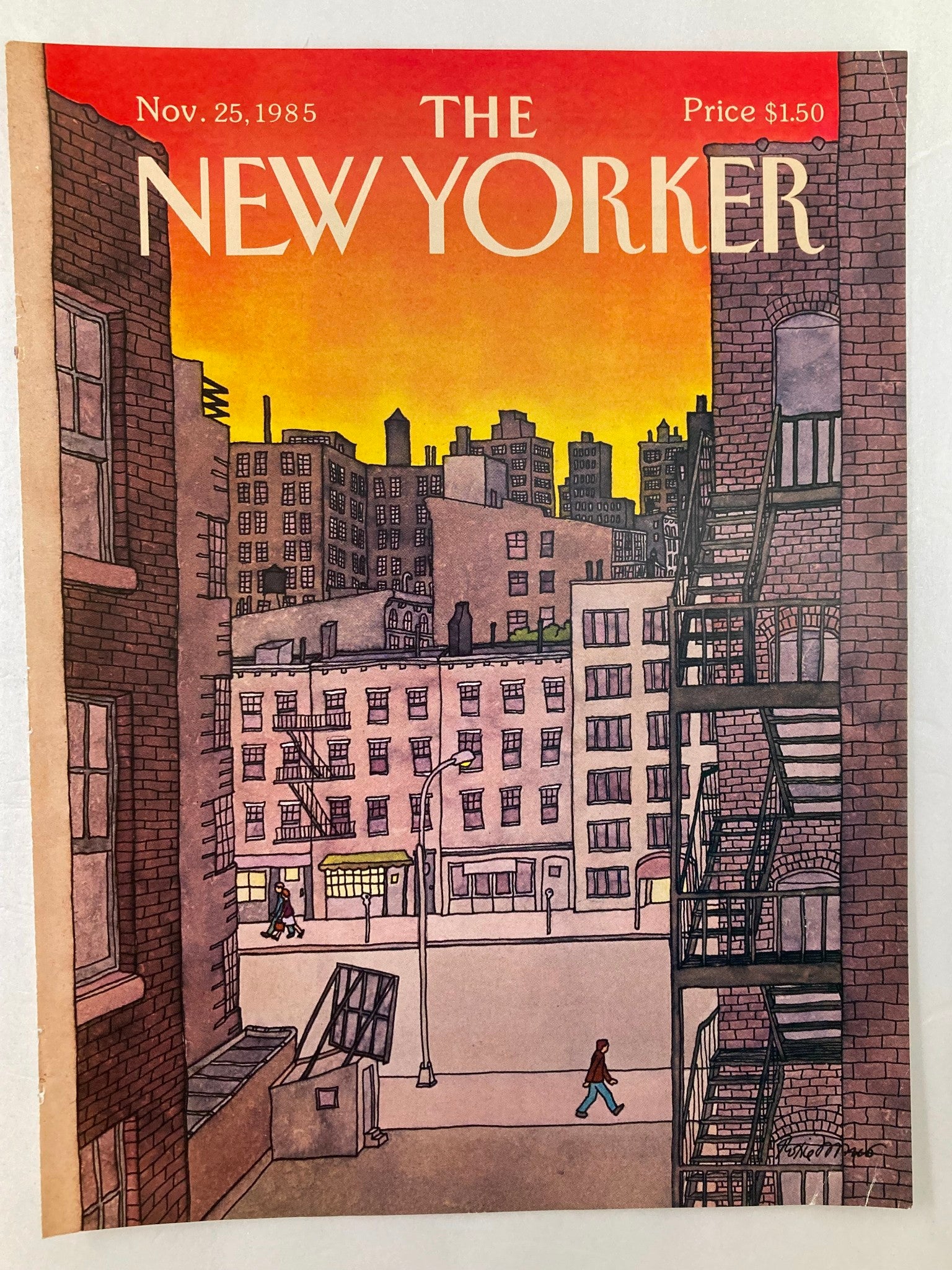 COVER ONLY The New Yorker November 25 1985 Night Walk by Roxie Munro No Label