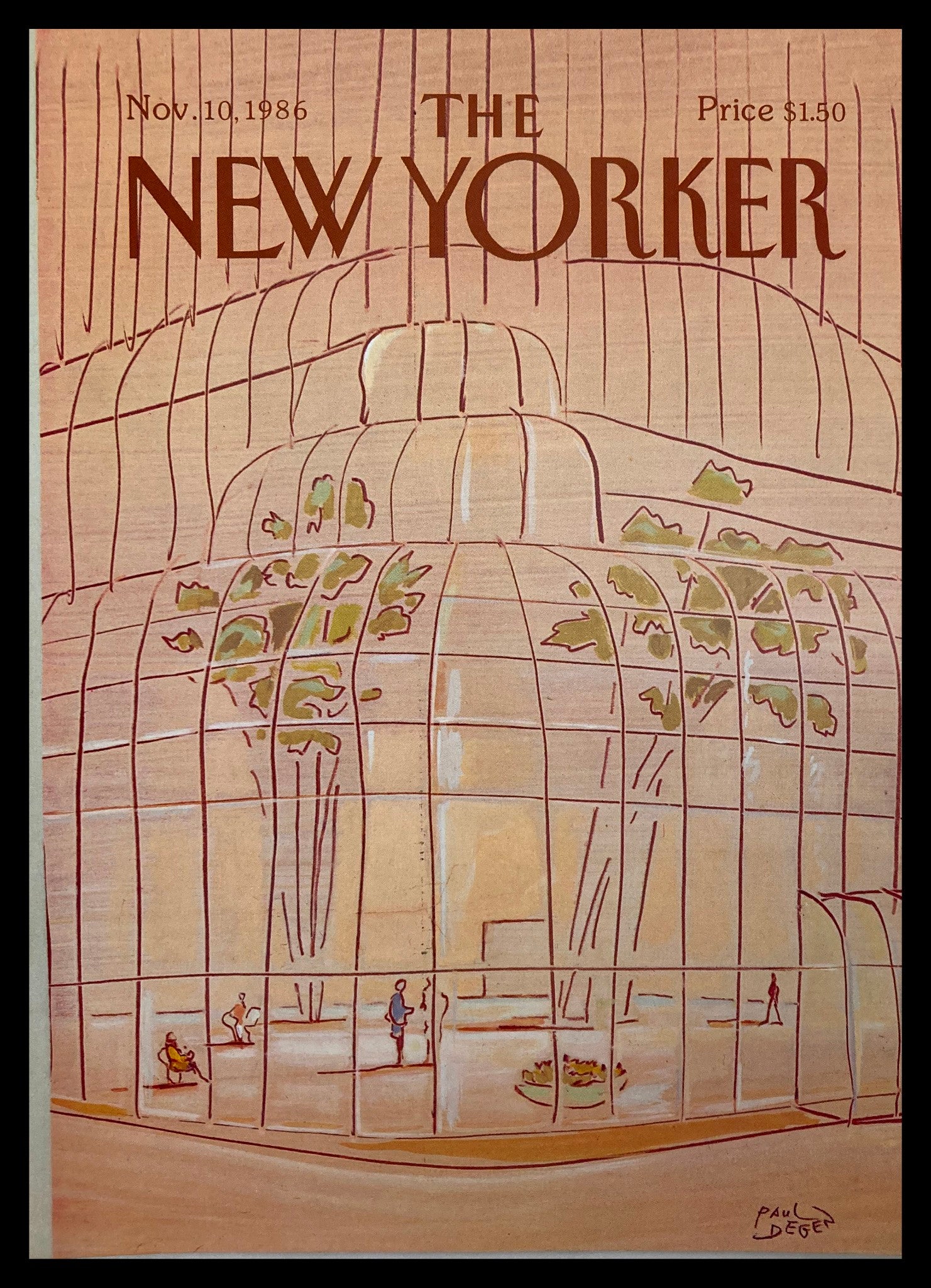 COVER ONLY The New Yorker November 10 1986 Glass Building by P. Degen No Label