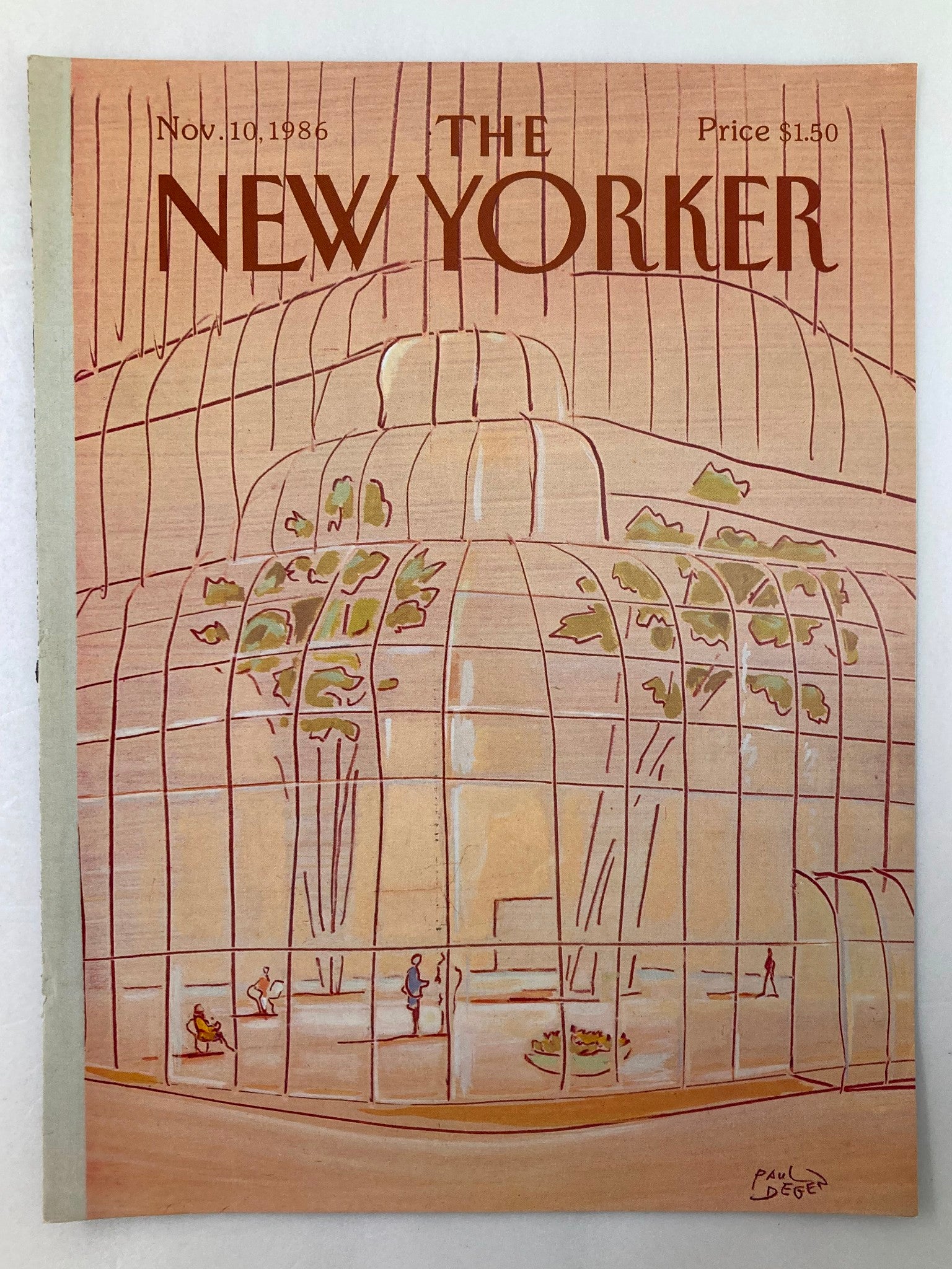 COVER ONLY The New Yorker November 10 1986 Glass Building by P. Degen No Label