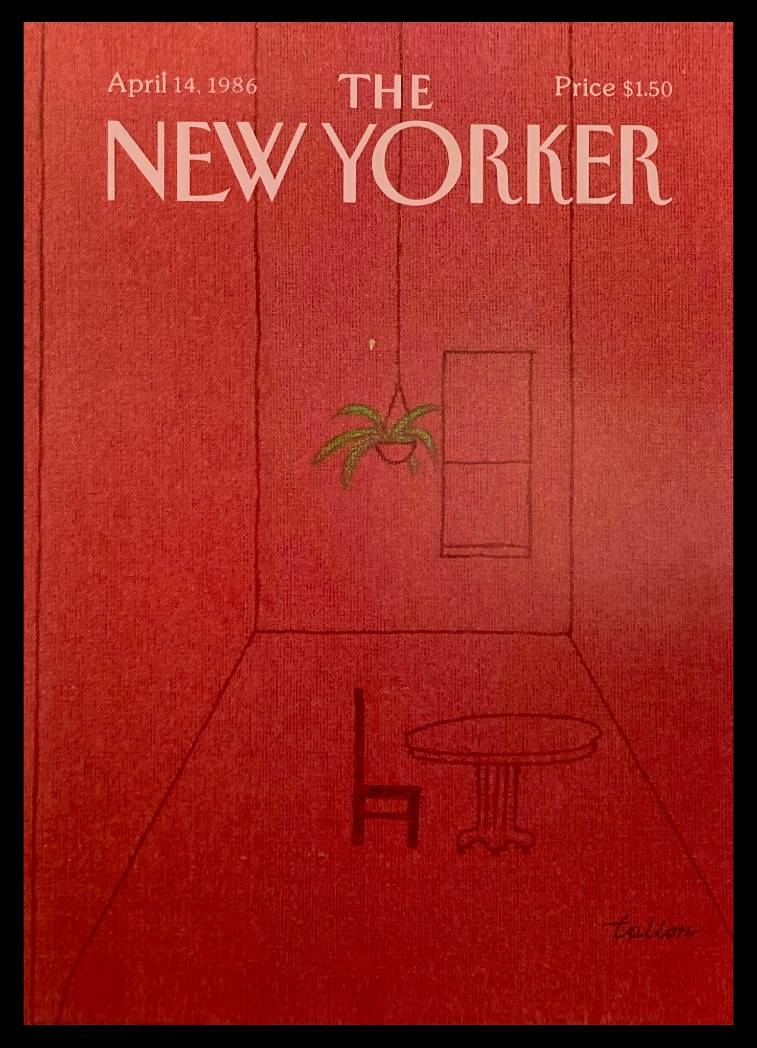 COVER ONLY The New Yorker April 14 1986 Red Room by Robert Tallon No Label