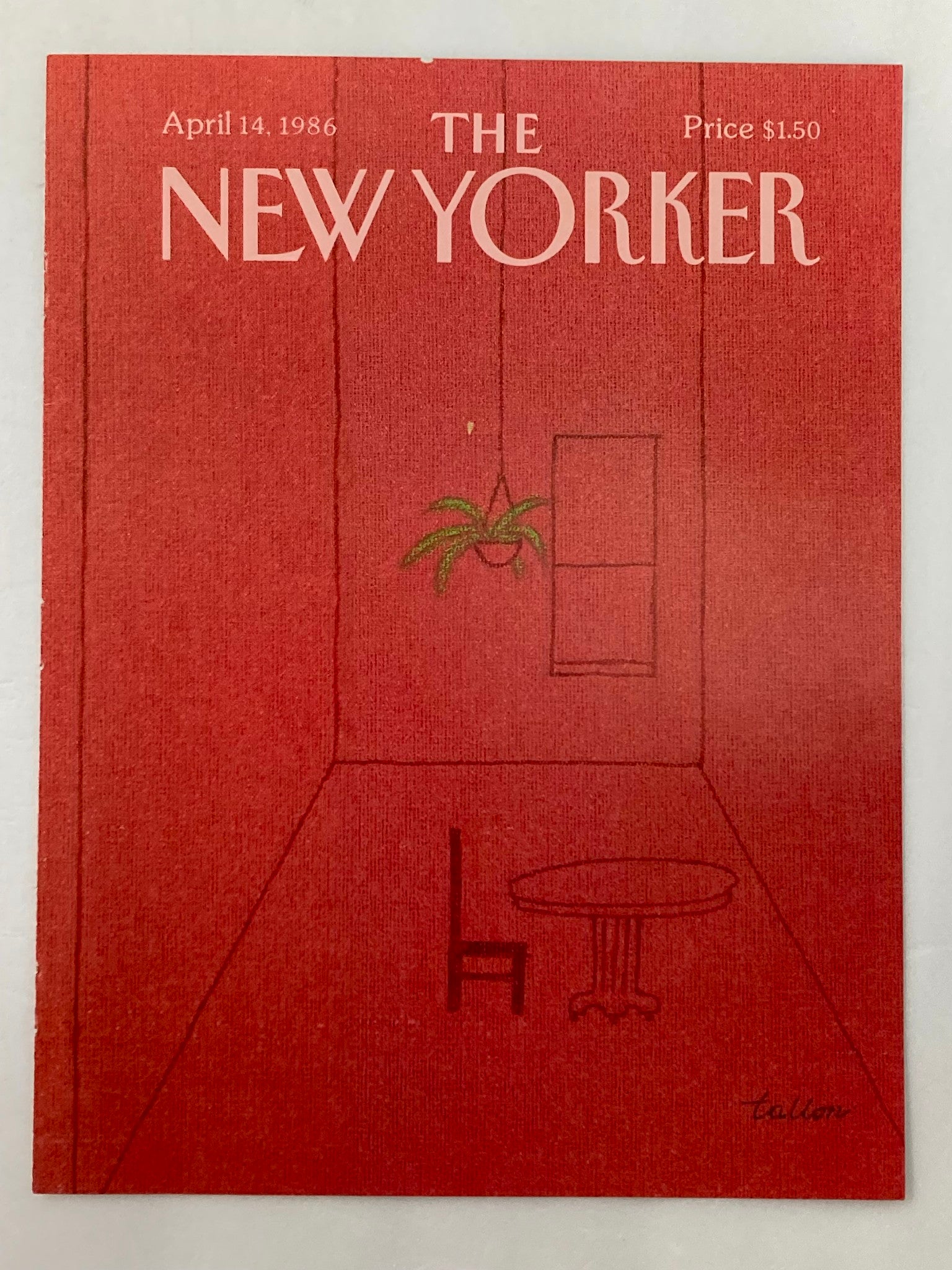 COVER ONLY The New Yorker April 14 1986 Red Room by Robert Tallon No Label