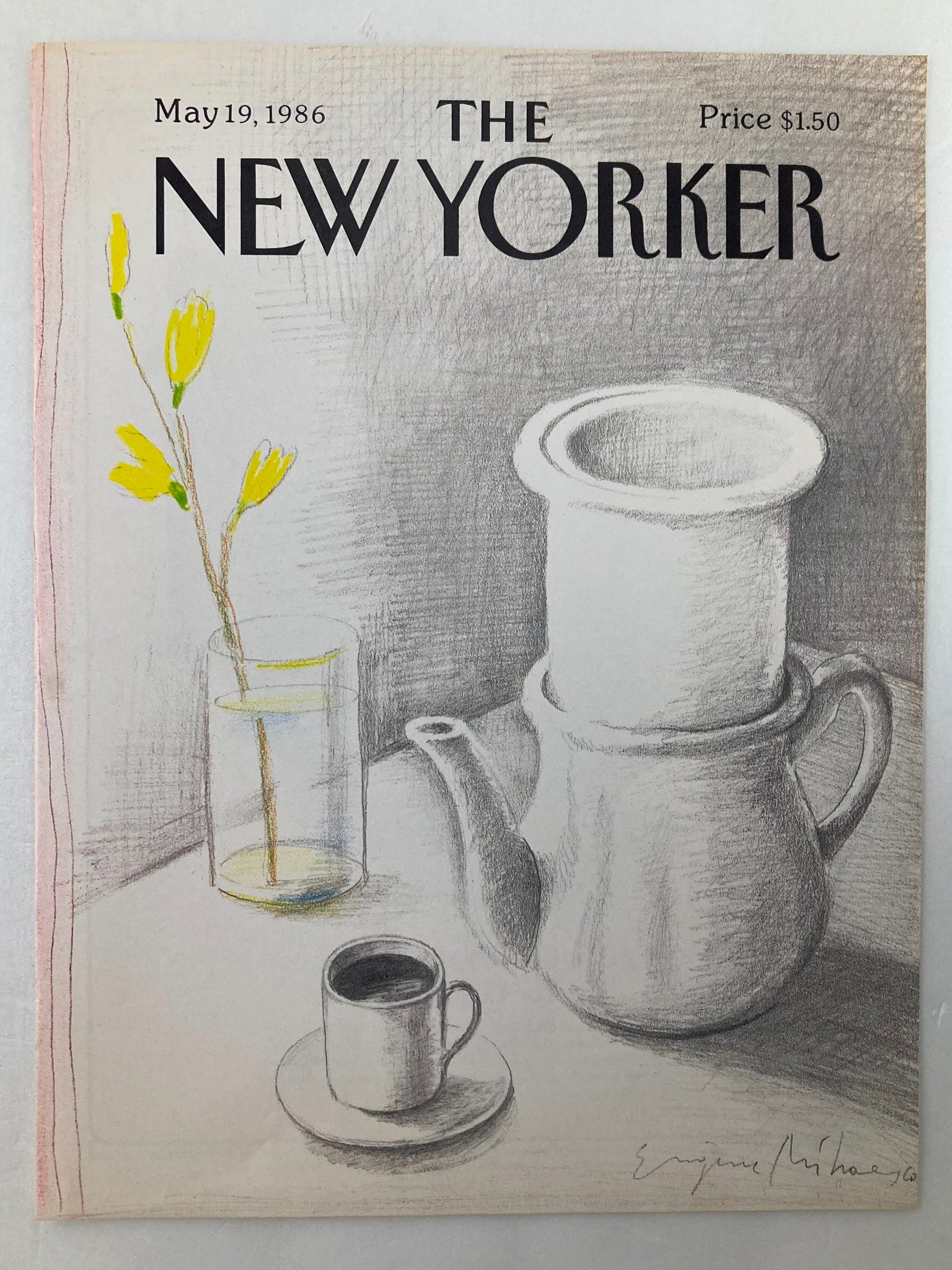 COVER ONLY The New Yorker May 19 1986 Coffee Time by Eugene Mihaesco No Label