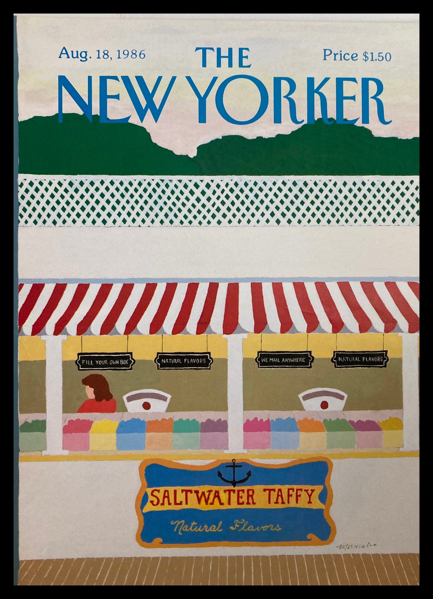 COVER ONLY The New Yorker August 18 1986 Saltwater Taffy by Marisabina No Label