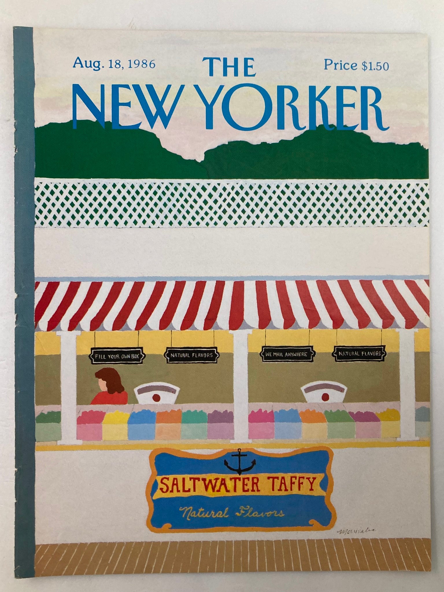 COVER ONLY The New Yorker August 18 1986 Saltwater Taffy by Marisabina No Label