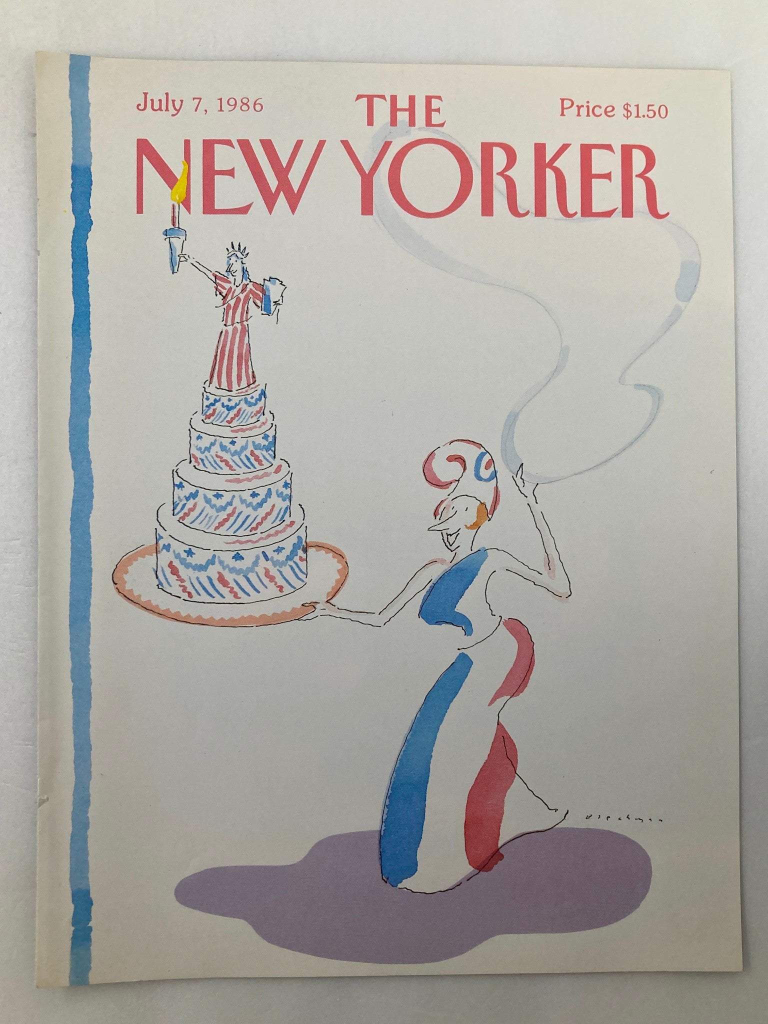 COVER ONLY The New Yorker July 7 1986 Liberty Cake by R. O. Blechman No Label