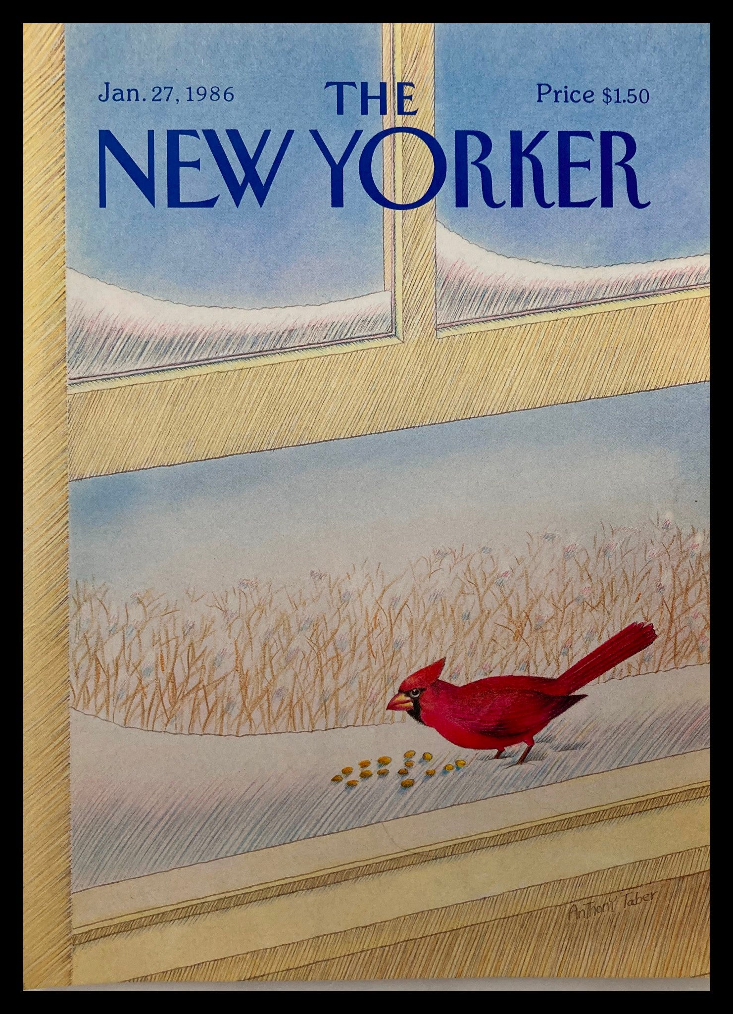 COVER ONLY The New Yorker January 27 1986 Red Bird by Anthony Taber No Label