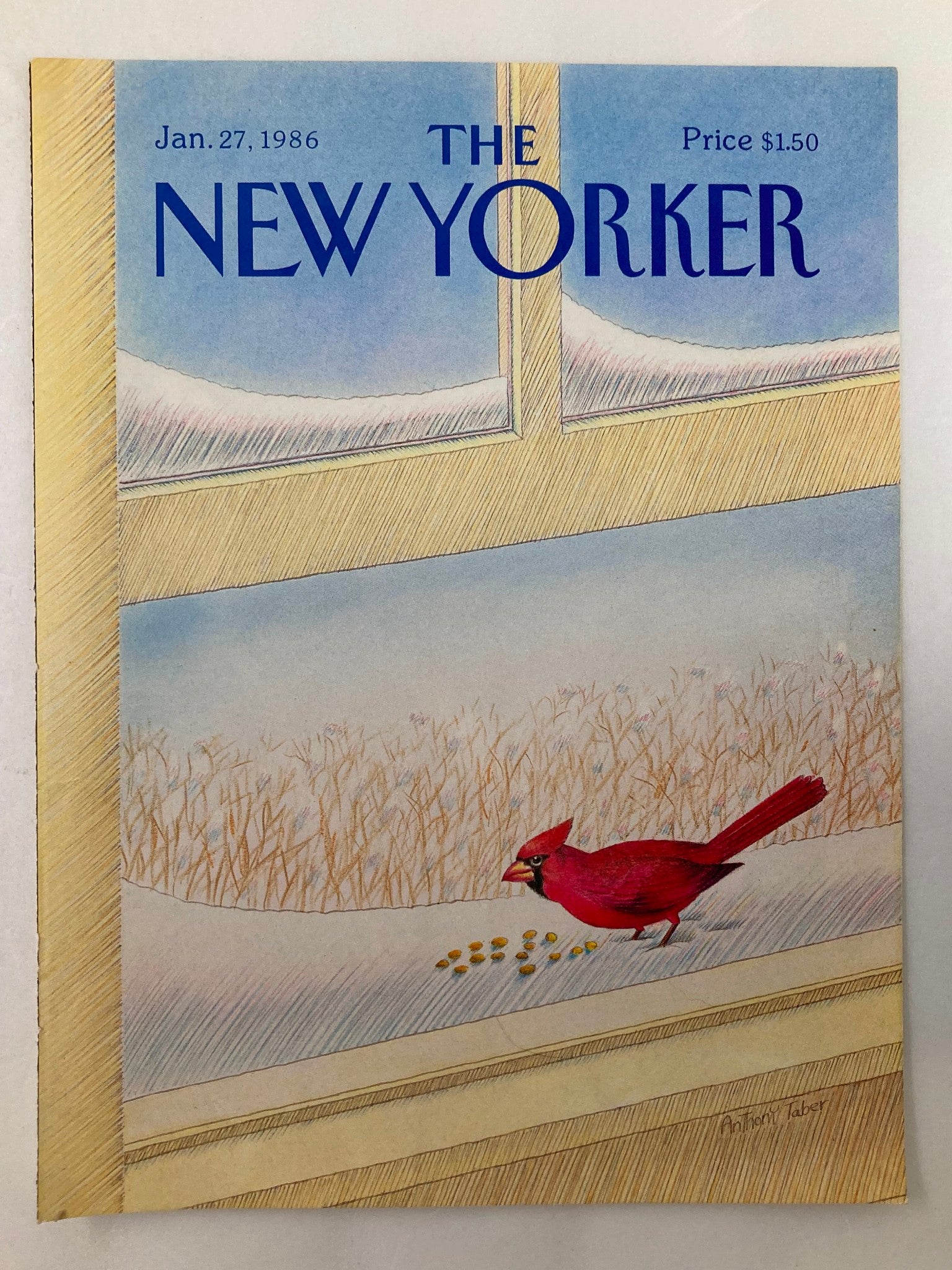 COVER ONLY The New Yorker January 27 1986 Red Bird by Anthony Taber No Label