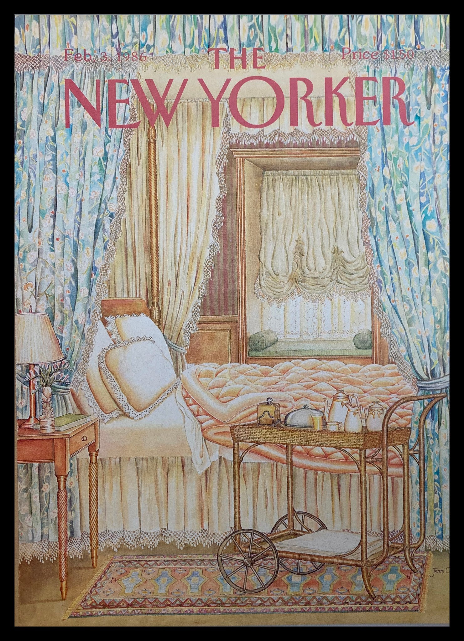 COVER ONLY The New Yorker February 3 1986 Clean Bed by Jenni Oliver No Label