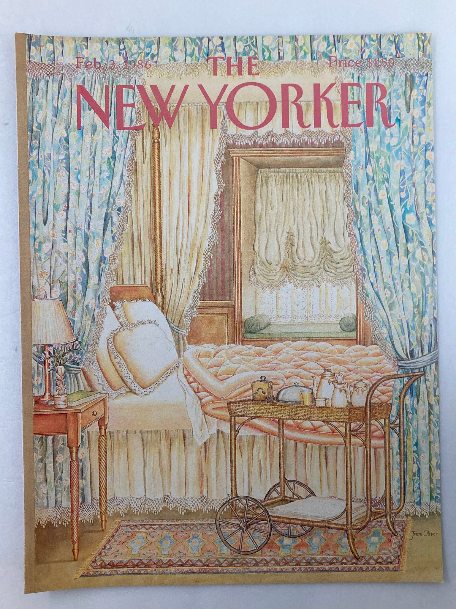 COVER ONLY The New Yorker February 3 1986 Clean Bed by Jenni Oliver No Label