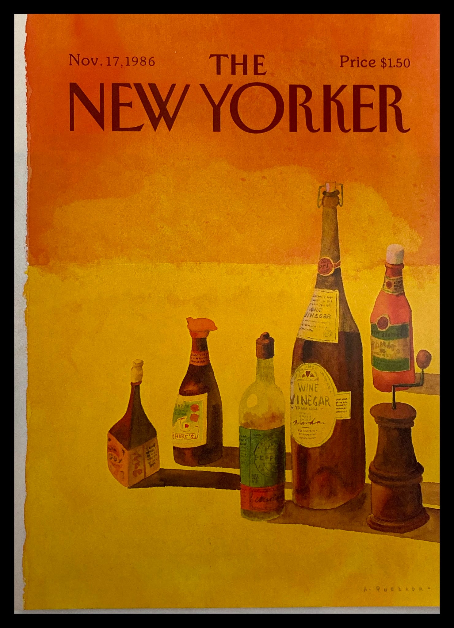 COVER ONLY The New Yorker November 17 1986 Wine Vinegar by Abel Quezada No Label