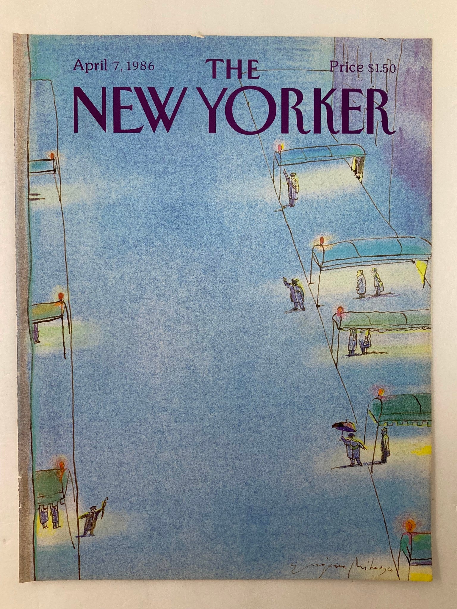 COVER ONLY The New Yorker April 7 1986 Taxi Unavailable by E. Mihaesco No Label