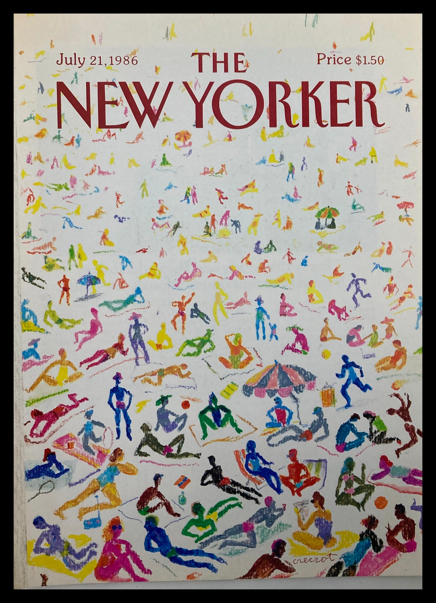 COVER ONLY The New Yorker July 21 1986 Beach Crowd by Czeczot No Label