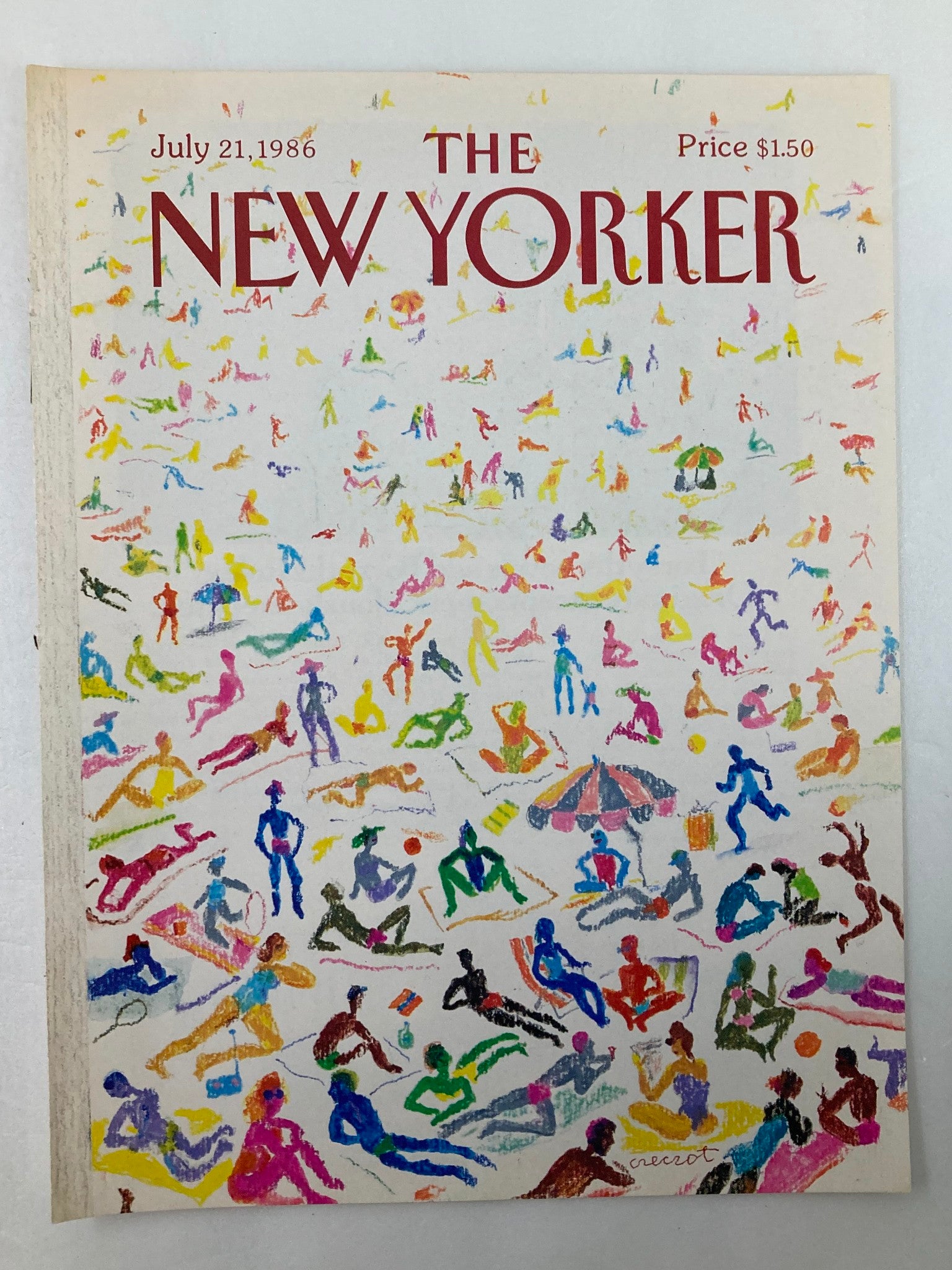 COVER ONLY The New Yorker July 21 1986 Beach Crowd by Czeczot No Label