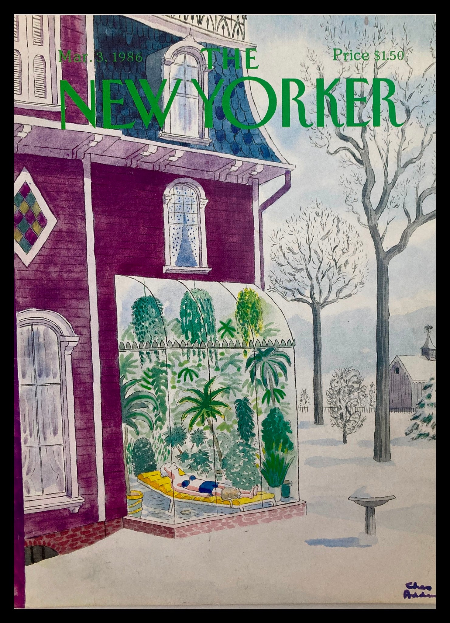 COVER ONLY The New Yorker March 3 1986 Green Room by Chas Addams No Label