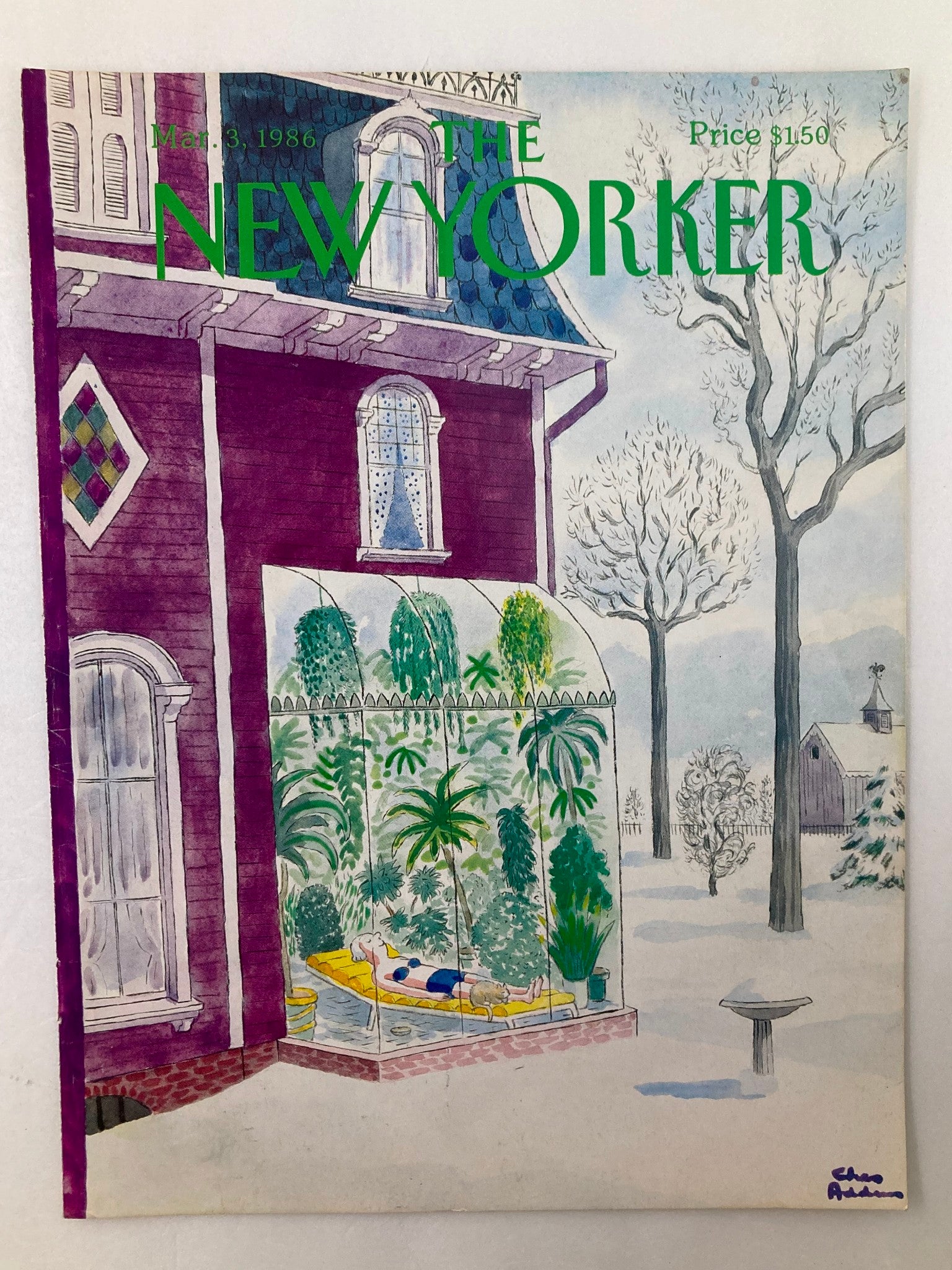 COVER ONLY The New Yorker March 3 1986 Green Room by Chas Addams No Label