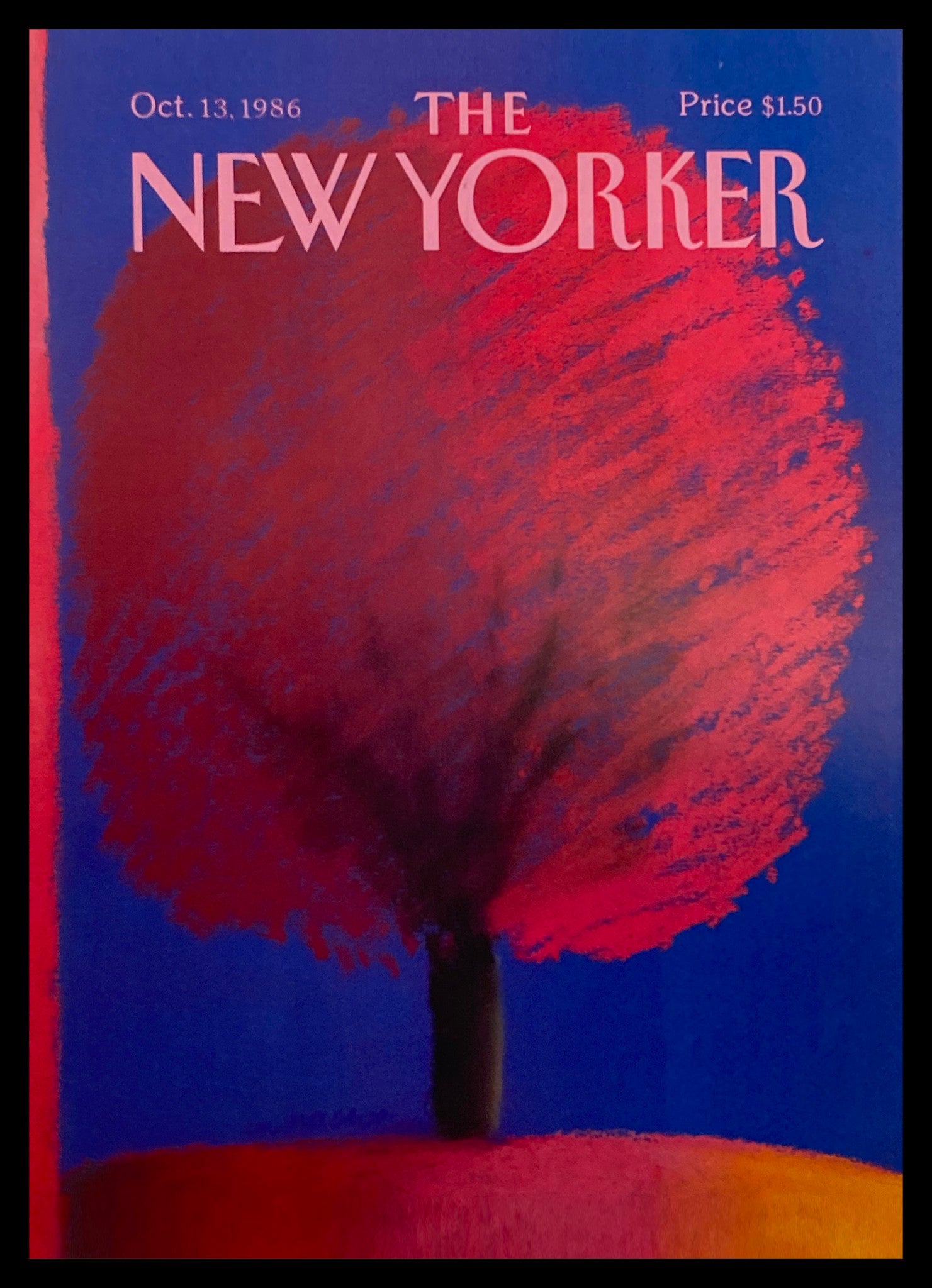 COVER ONLY The New Yorker October 13 1986 Red Tree by Merlc Nacht No Label