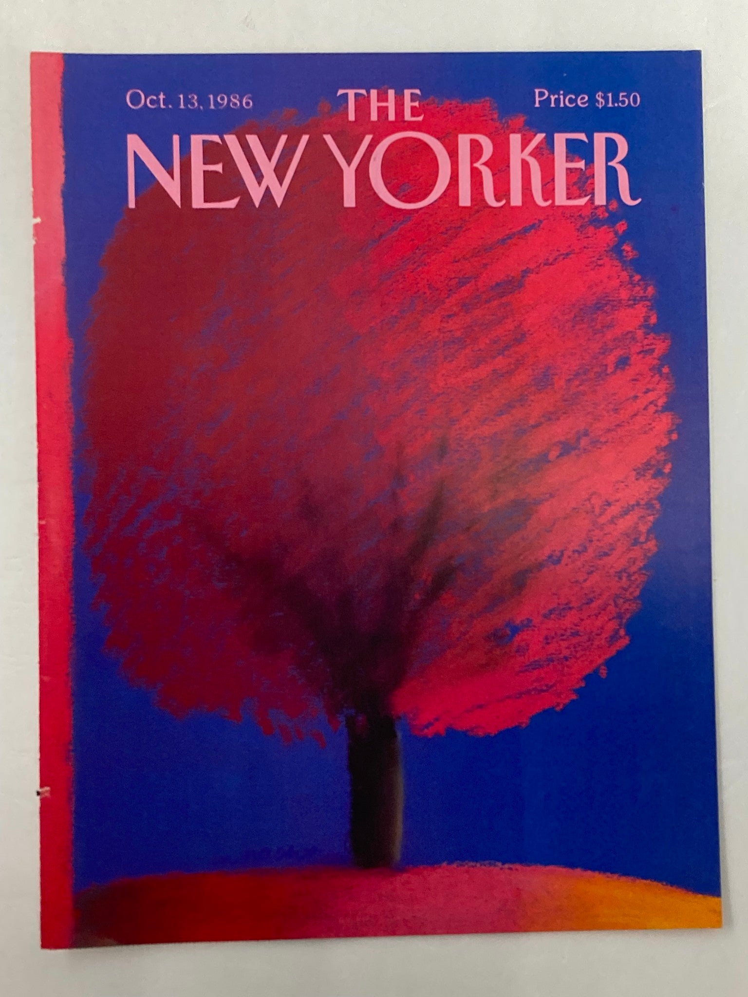 COVER ONLY The New Yorker October 13 1986 Red Tree by Merlc Nacht No Label